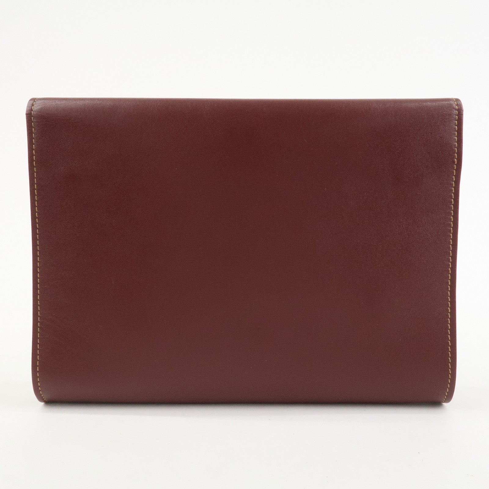 Cartier Logo Leather Clutch Bag Bordeaux