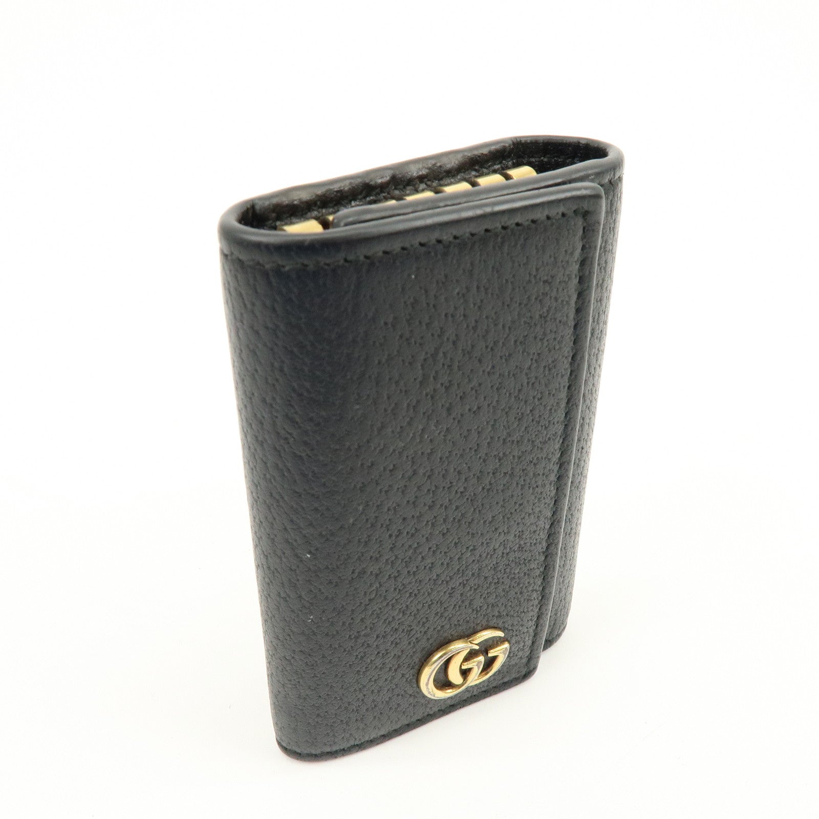 GUCCI GG Marmont Leather 6 Rings Key Case Key Holder Black 435305