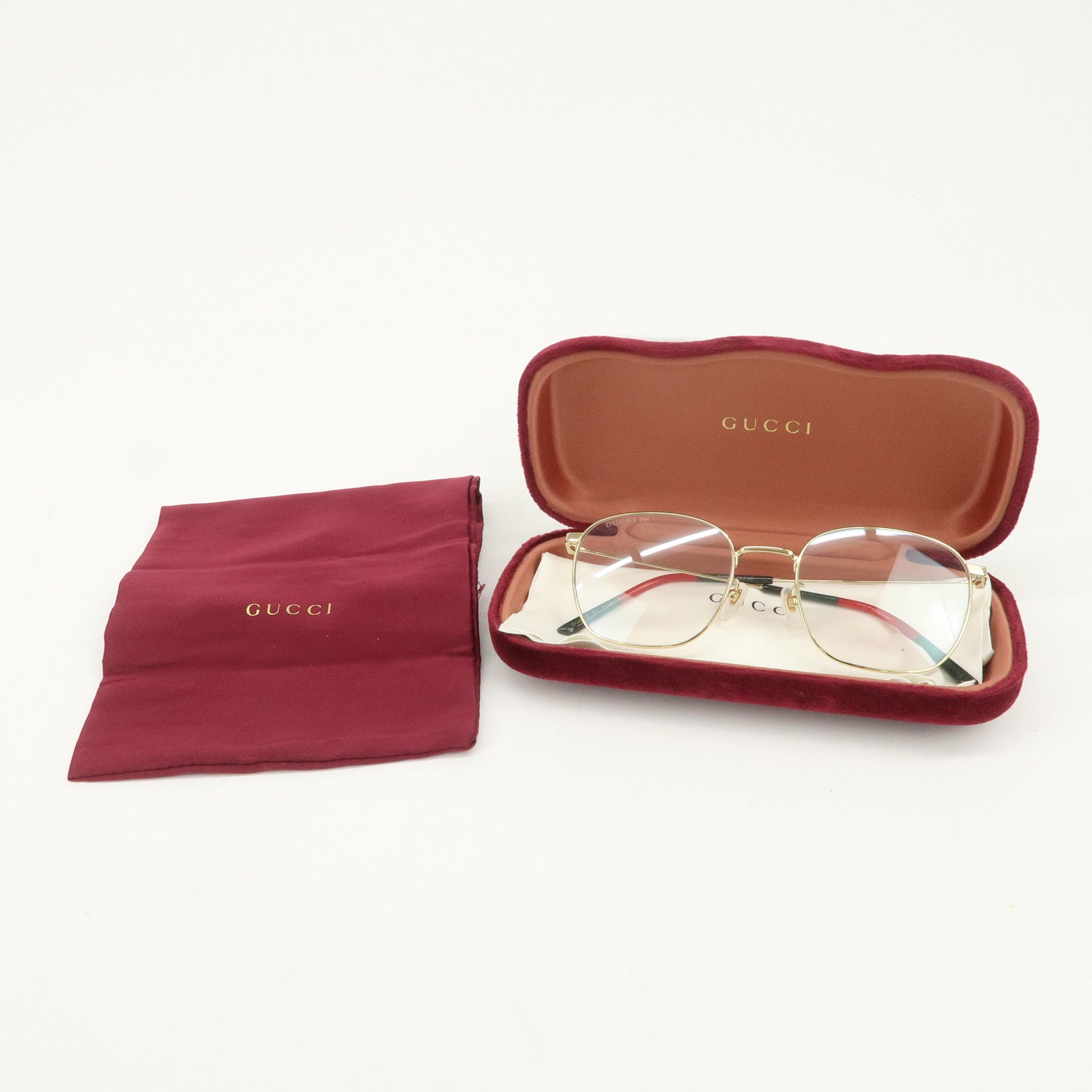 GUCCI Sherry Plastic Metal Glasses Gold GG0681S 001 54□20-150 L