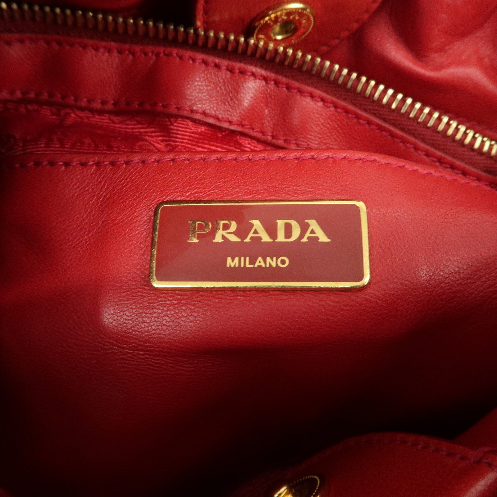 PRADA Logo Leather 2Way Bag Hand Bag Shoulder Bag Red BR4205