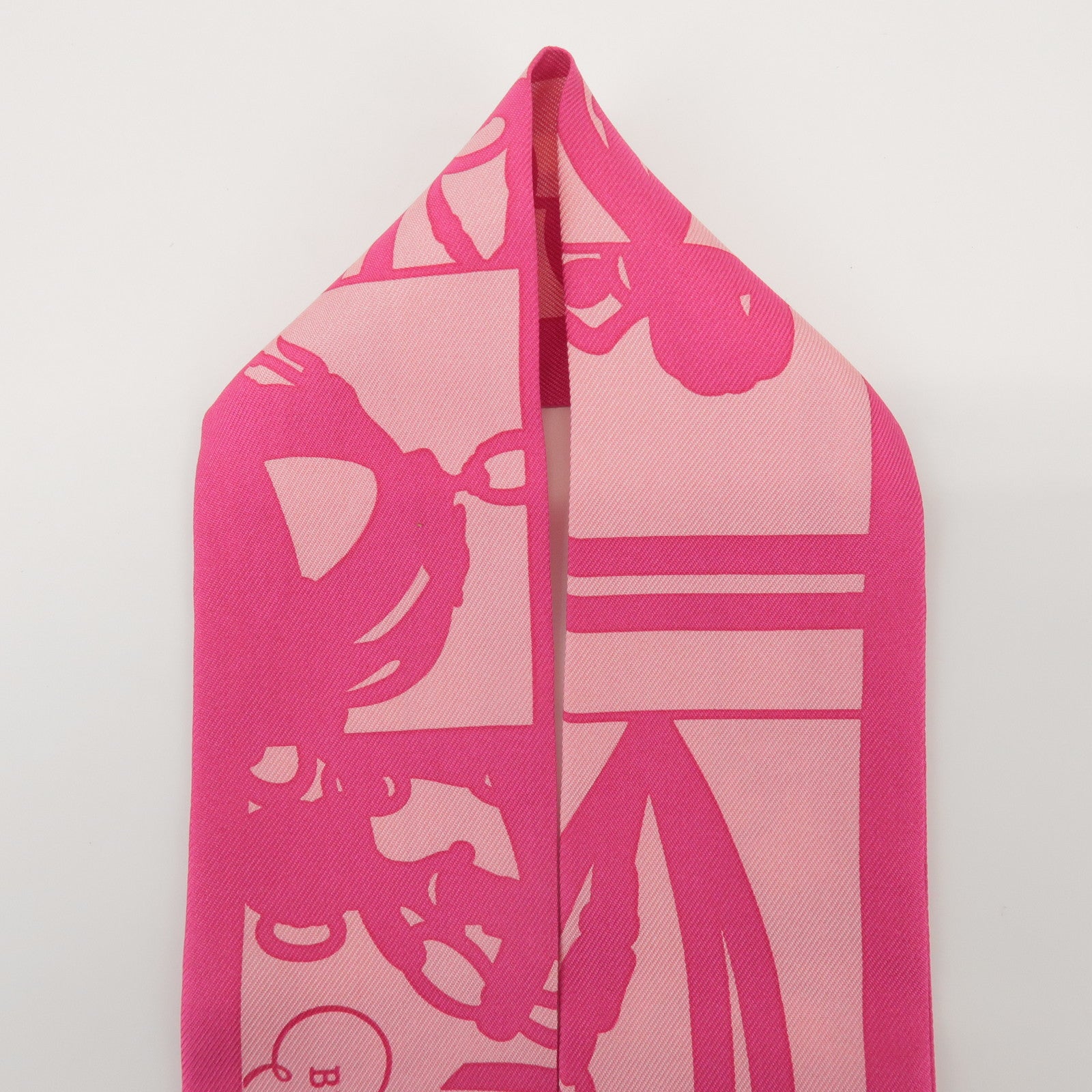 HERMES Twilly Silk 100% BRIDES de GALA Scarf Pink
