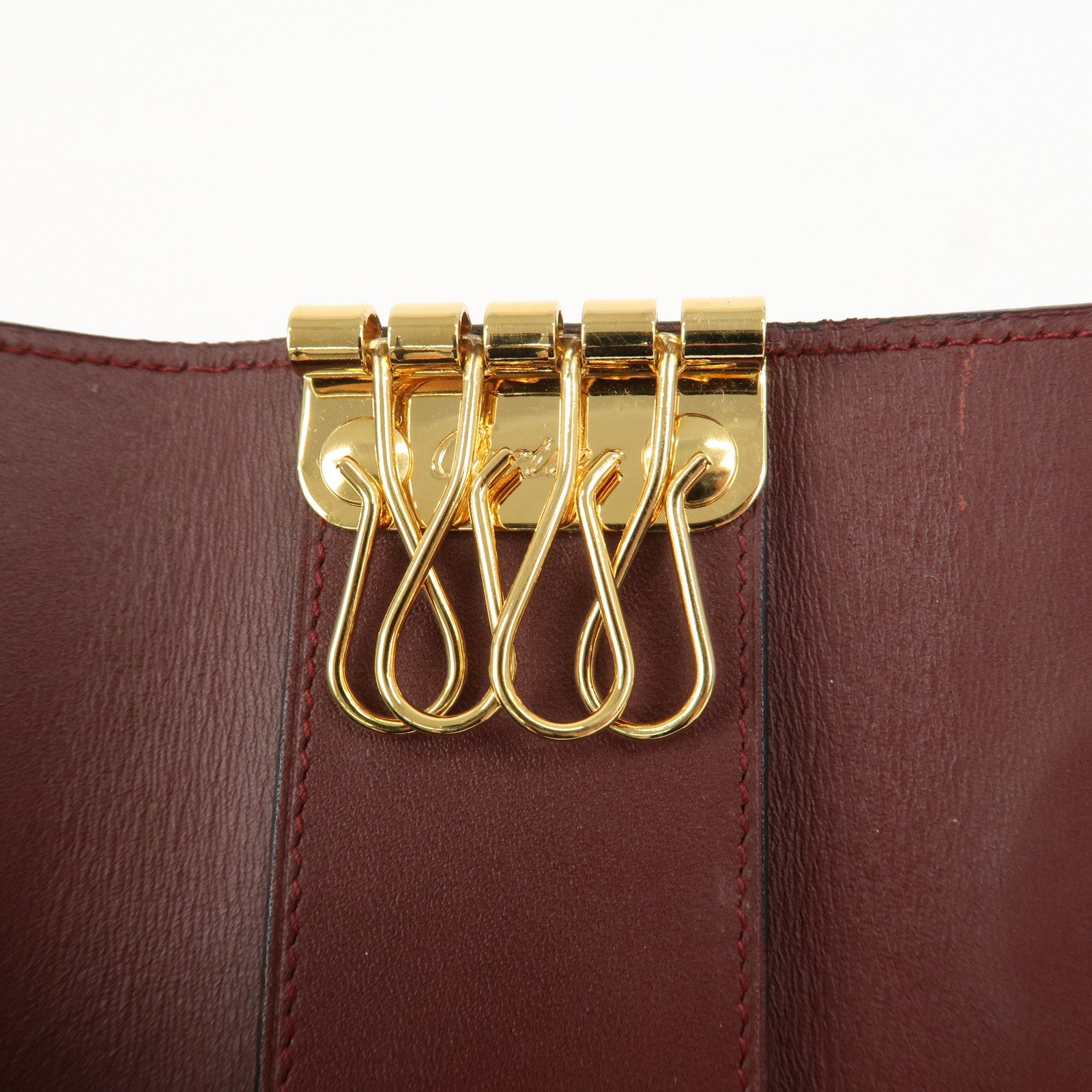 Cartier Must de Cartier Must Line Leather 4 Rings Key Case Bordeaux