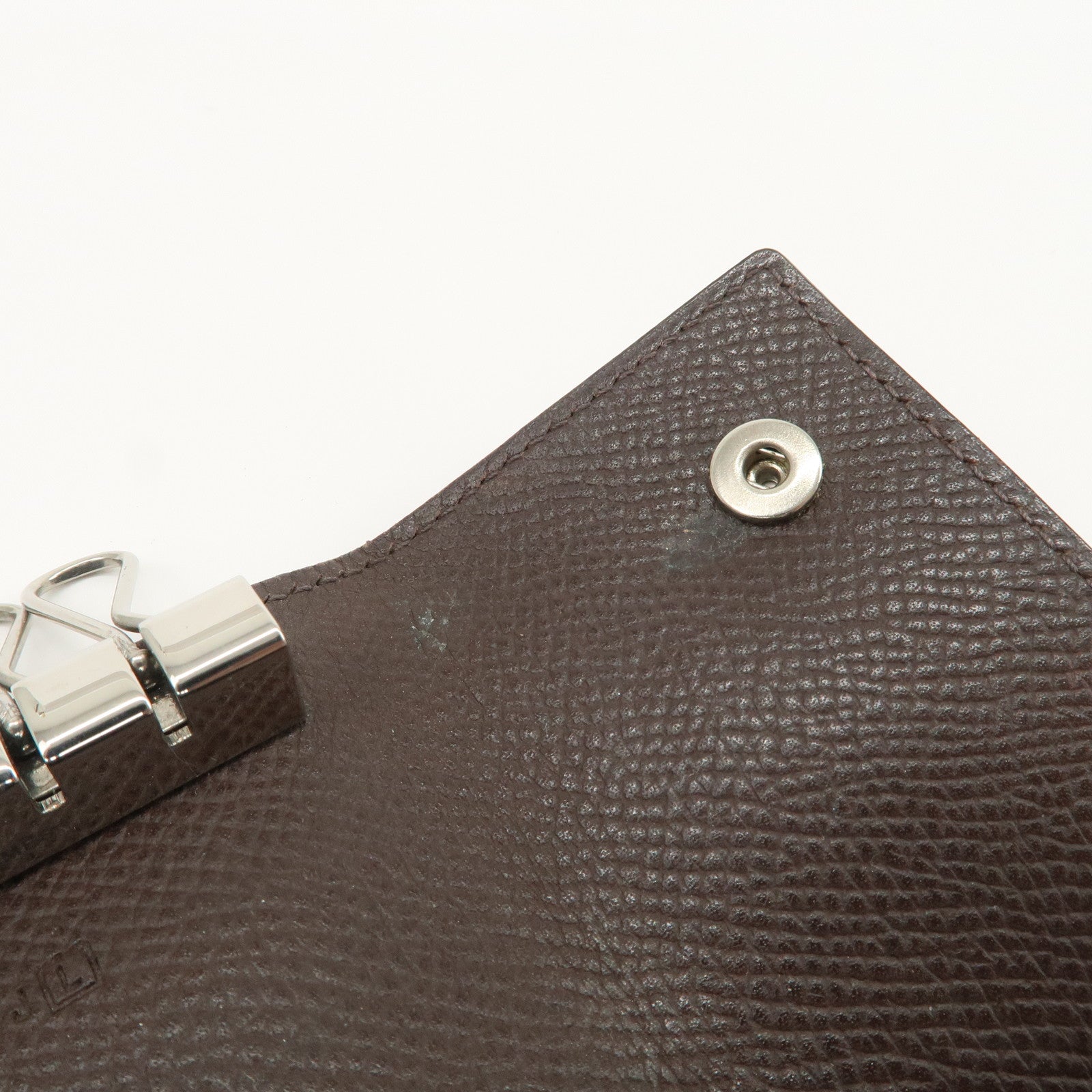 HERMES Etui Cles 4 Veau Epsom Leather L Stamped Key Case Dark Brown