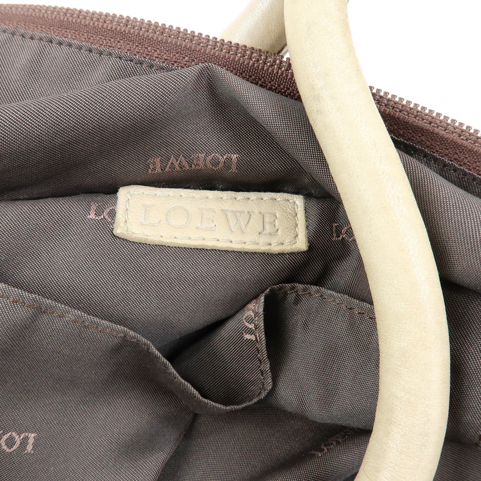 LOEWE Anagram Nappa Aire Leather Hand Bag Shoulder Bag Beige