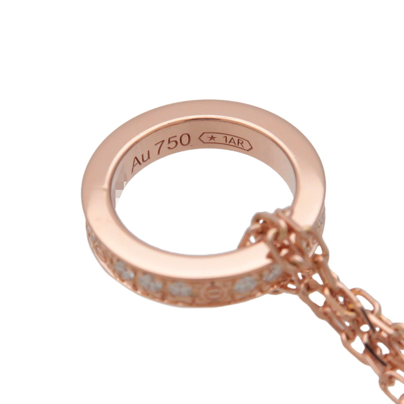 Cartier Love Three Hoop Diamond Necklace K18 750PG Ceramic B3046600