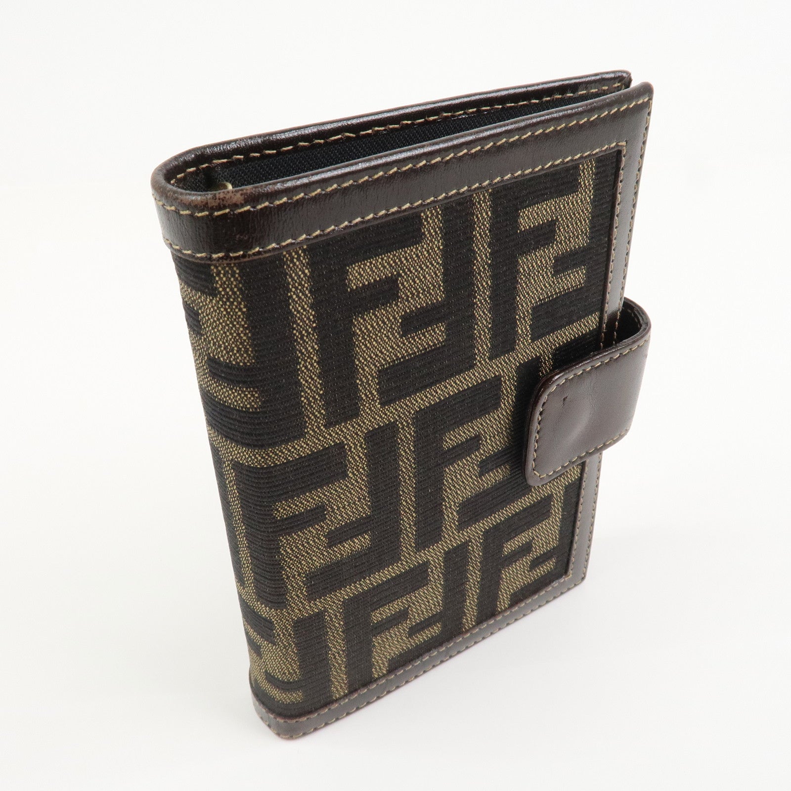 FENDI Zucca Canvas Leather Agenda Planner Cover Brown 30153