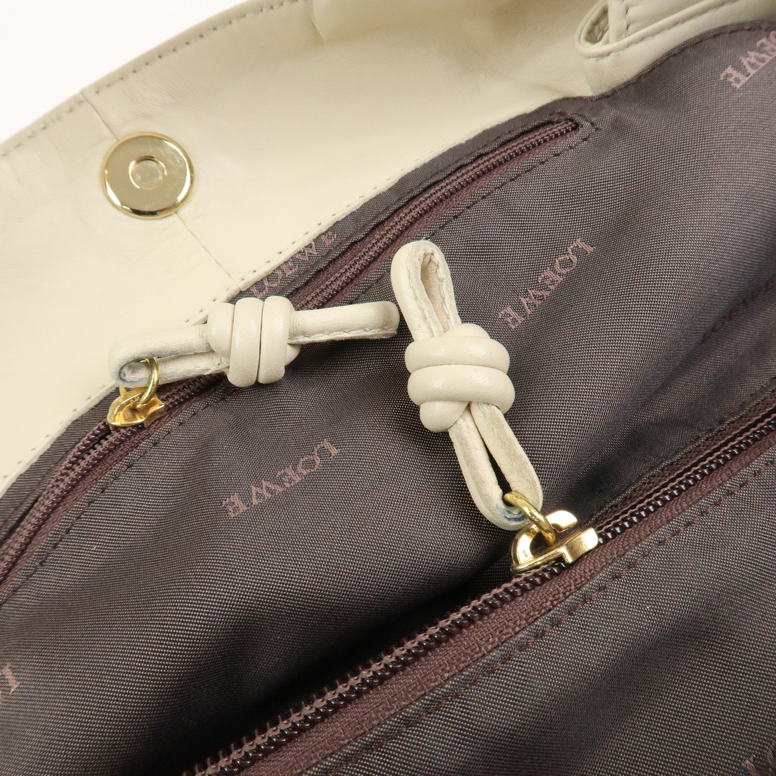 LOEWE Anagram Logo Nappa Aire Leather Hand Bag Ivory