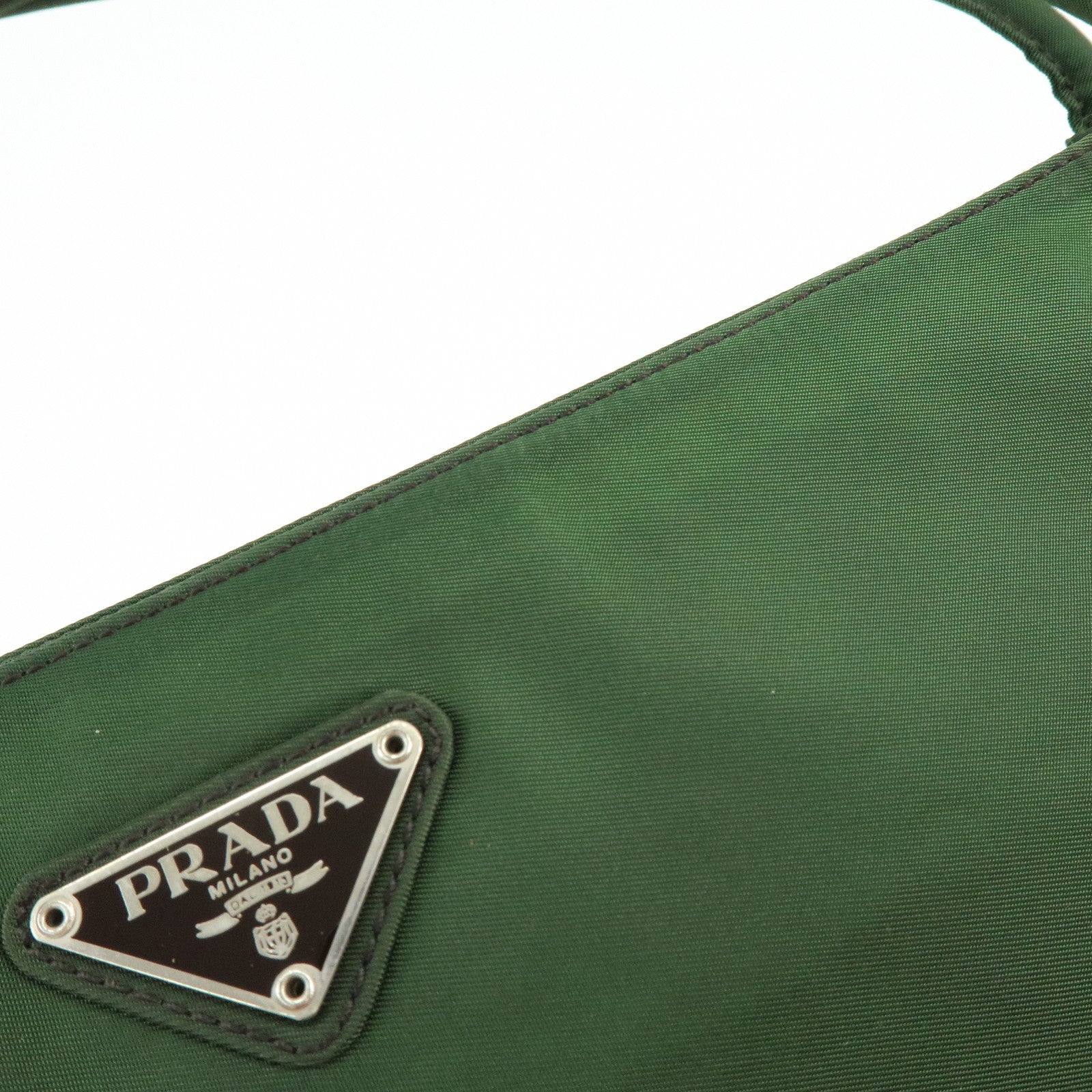 PRADA Triangle Logo Nylon Shoulder Bag Hand Bag Green B6242
