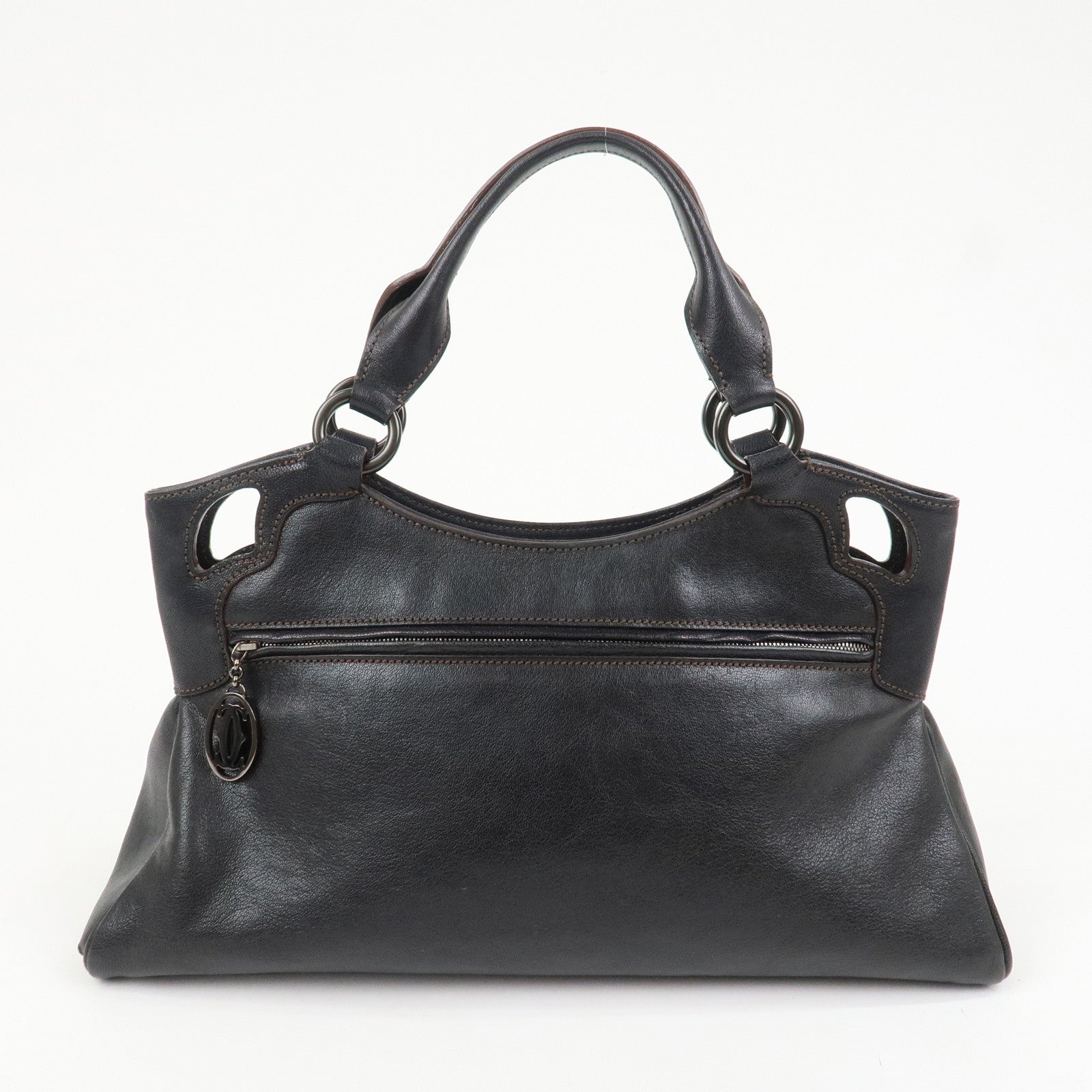 Cartier Mustline Marcello Leather Hand Bag Tote Bag Black