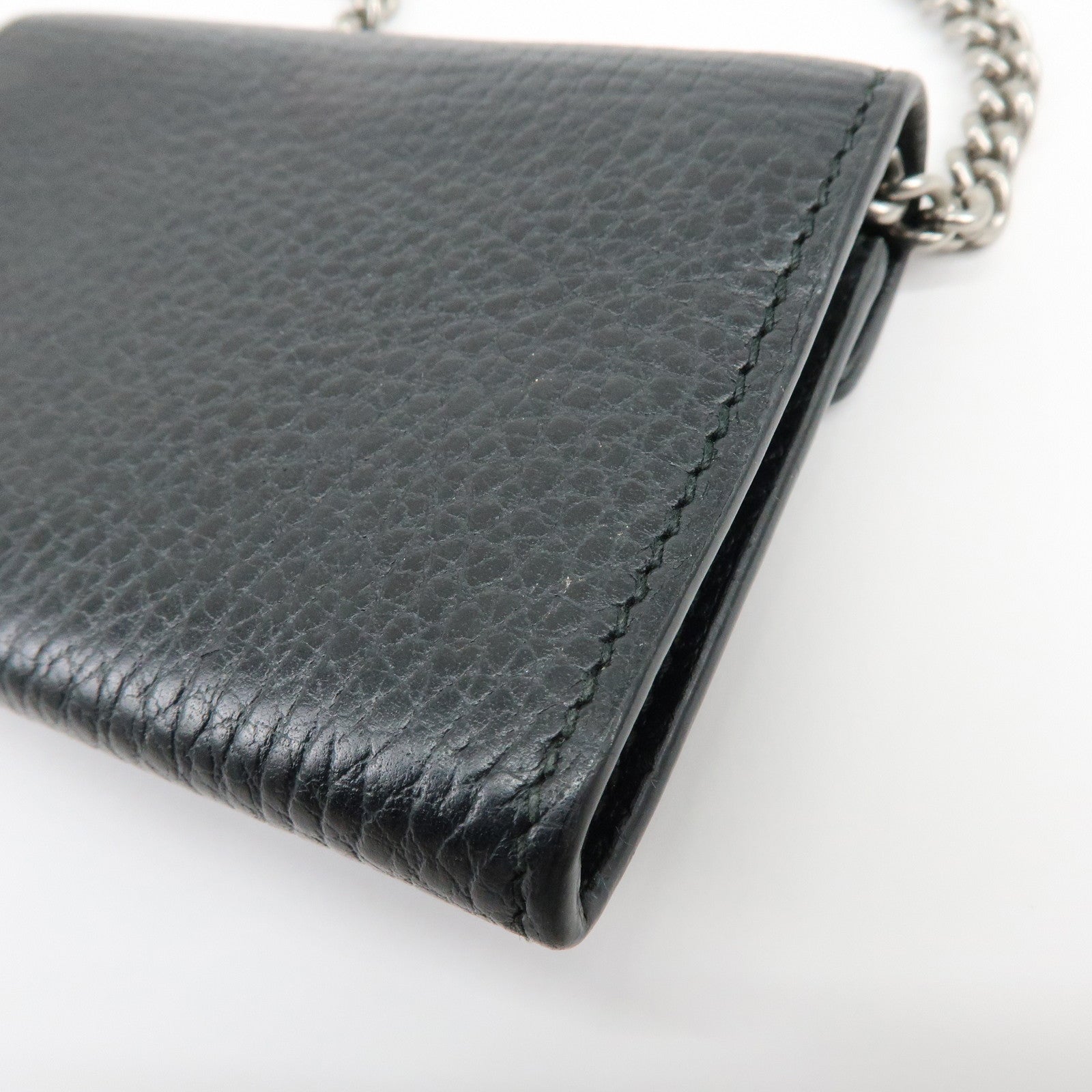 GUCCI Dionysus Leather Chain Compact Wallet Coin Case Black 574930