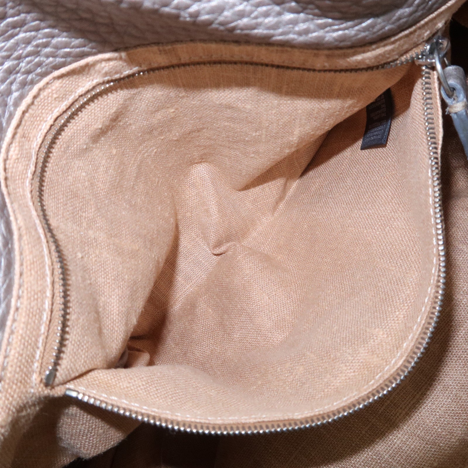 FENDI Selleria Leather Hand Bag Shoulder Bag Silver 8BR595