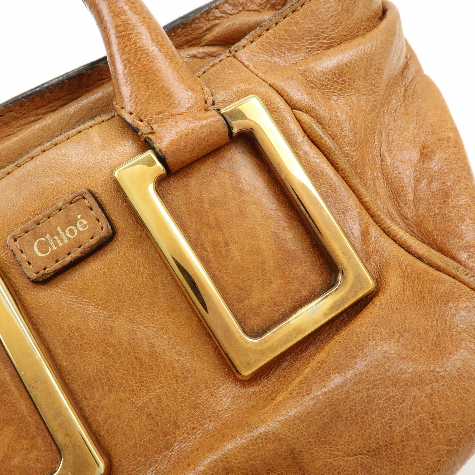 Chloe Ethel Leather 2Way Bag Shoulder Bag Hand Bag Brown