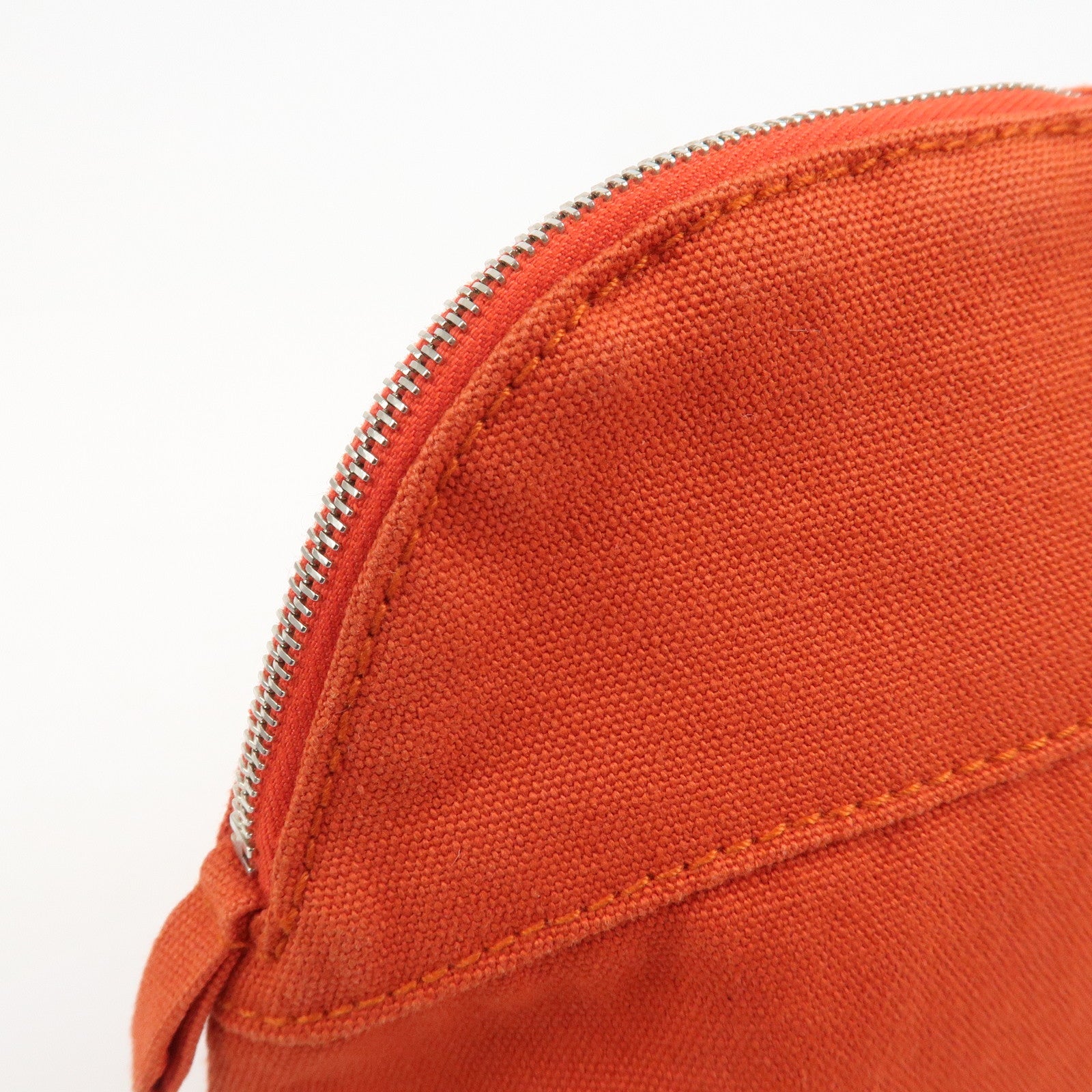 HERMES Canvas Leather Bolide Pouch MM Cosmetic Pouch Orange