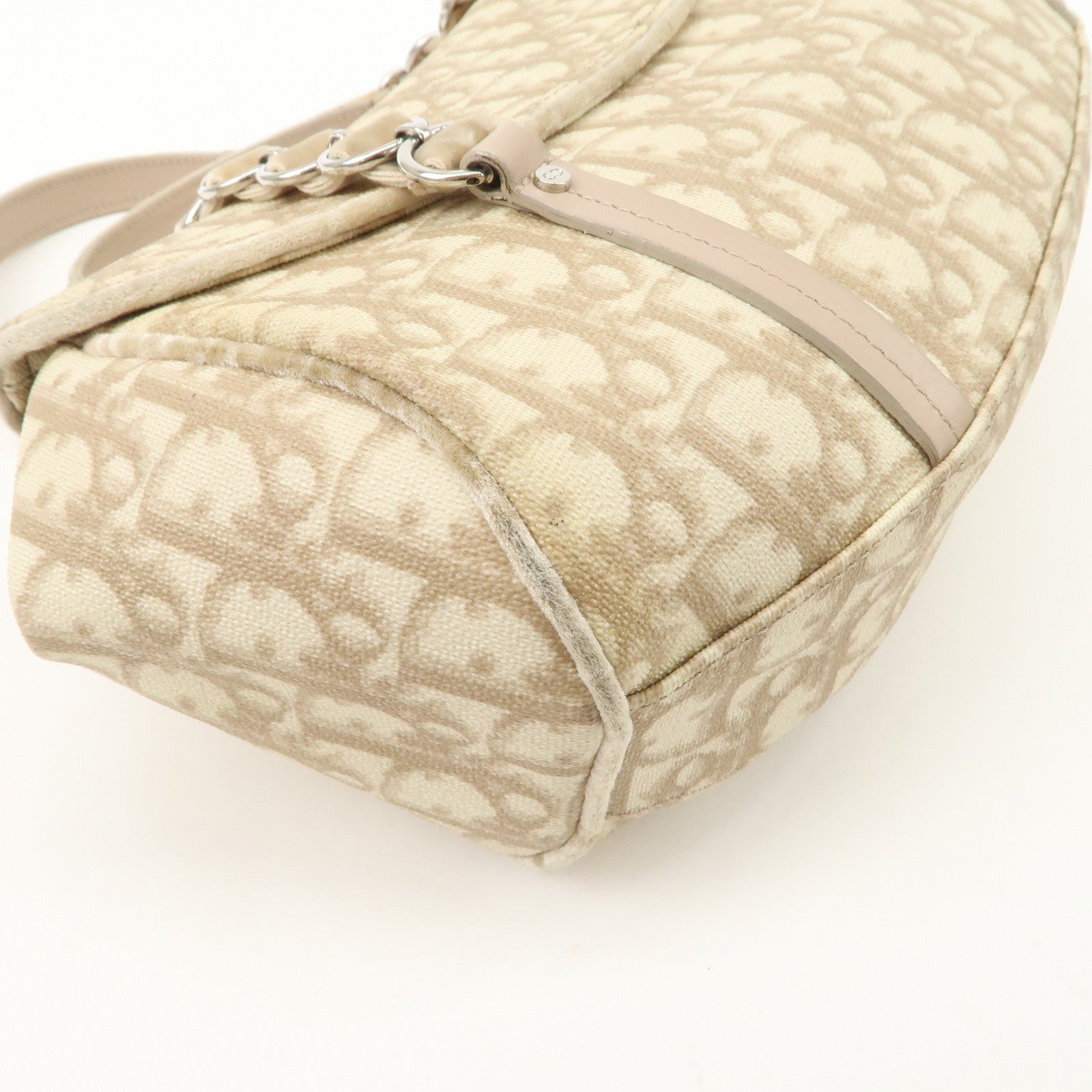 Christian Dior Romantic Trotter PVC Leather Shoulder Bag Hand Bag Beige