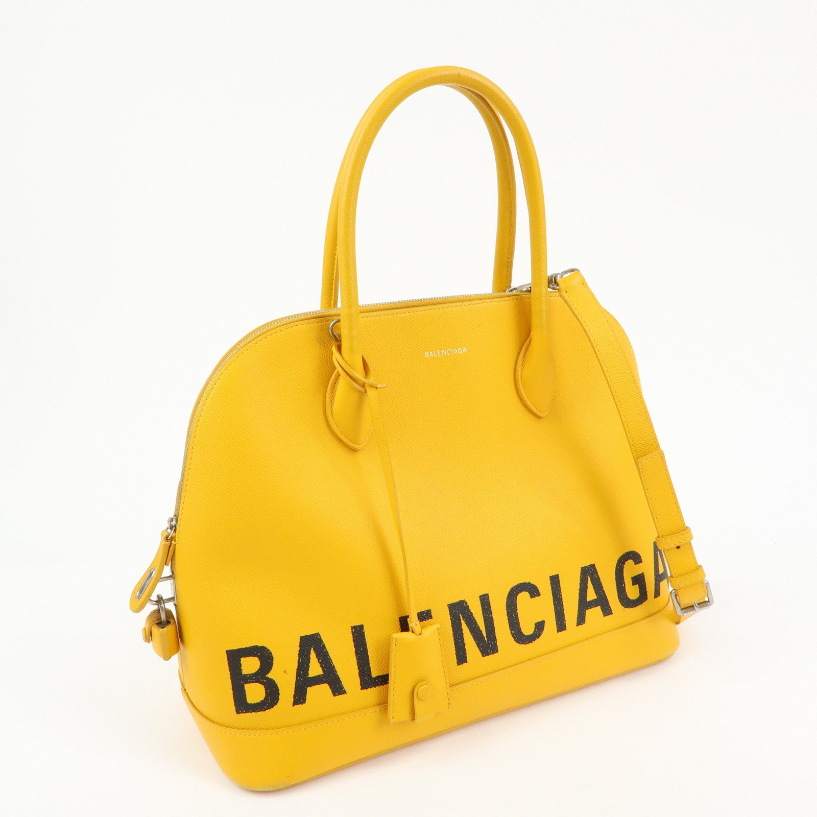 BALENCIAGA Ville Top Handle Leather 2Way Bag Hand Bag Yellow