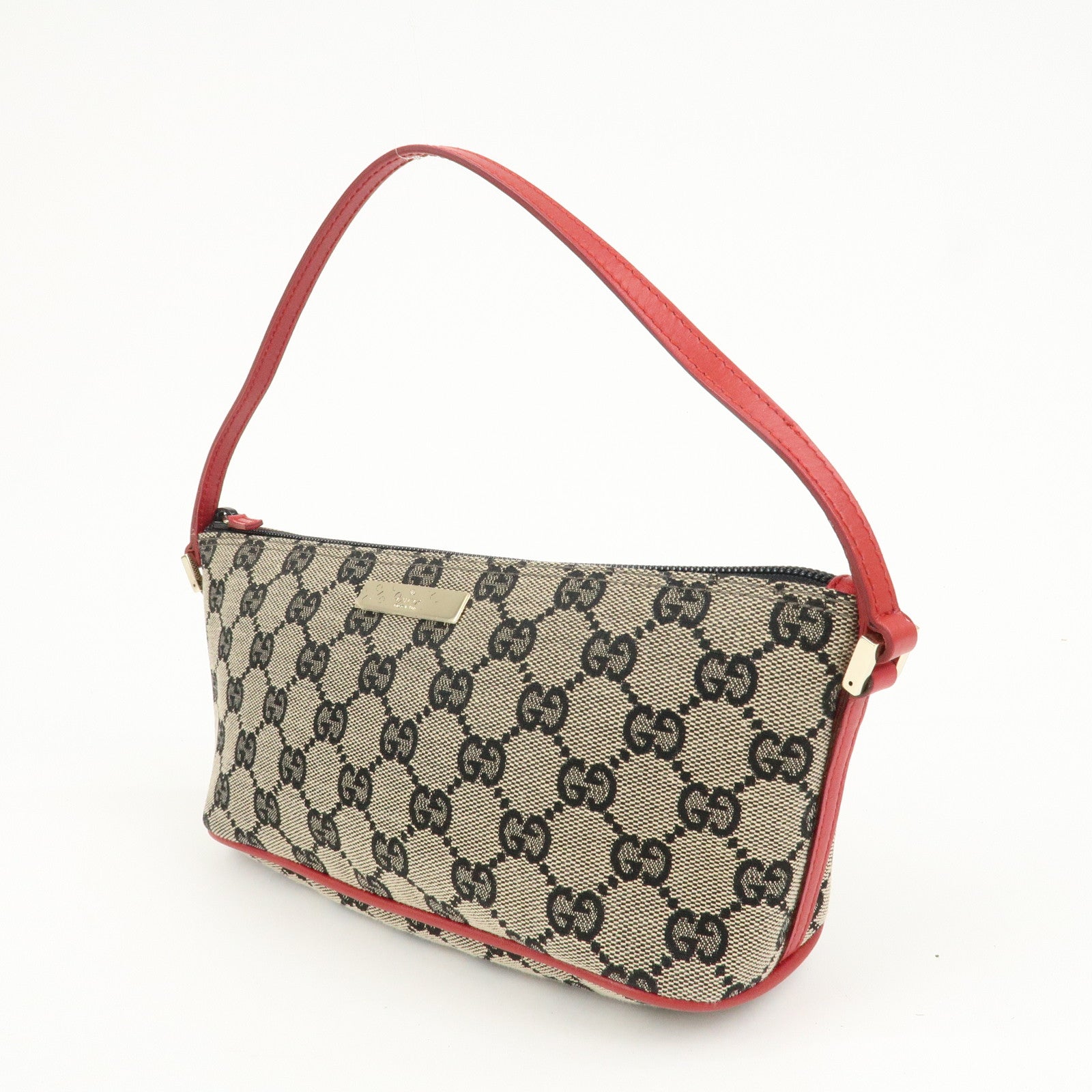 GUCCI GG Canvas Leather Accessory Pouch Hand Bag 039.1103