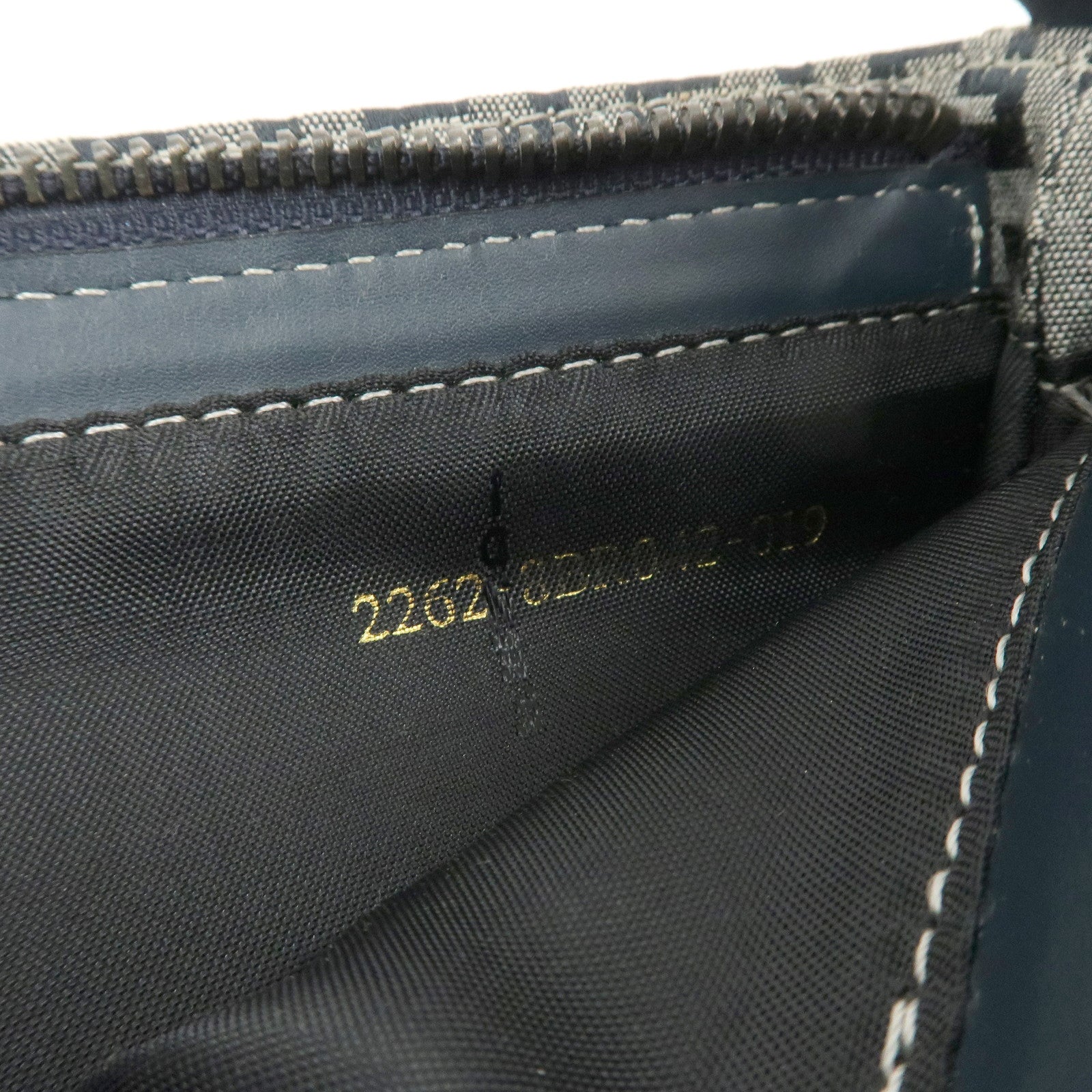 FENDI Zucchino Canvas Leather Shoulder Bag Hand Bag Navy 8BR042
