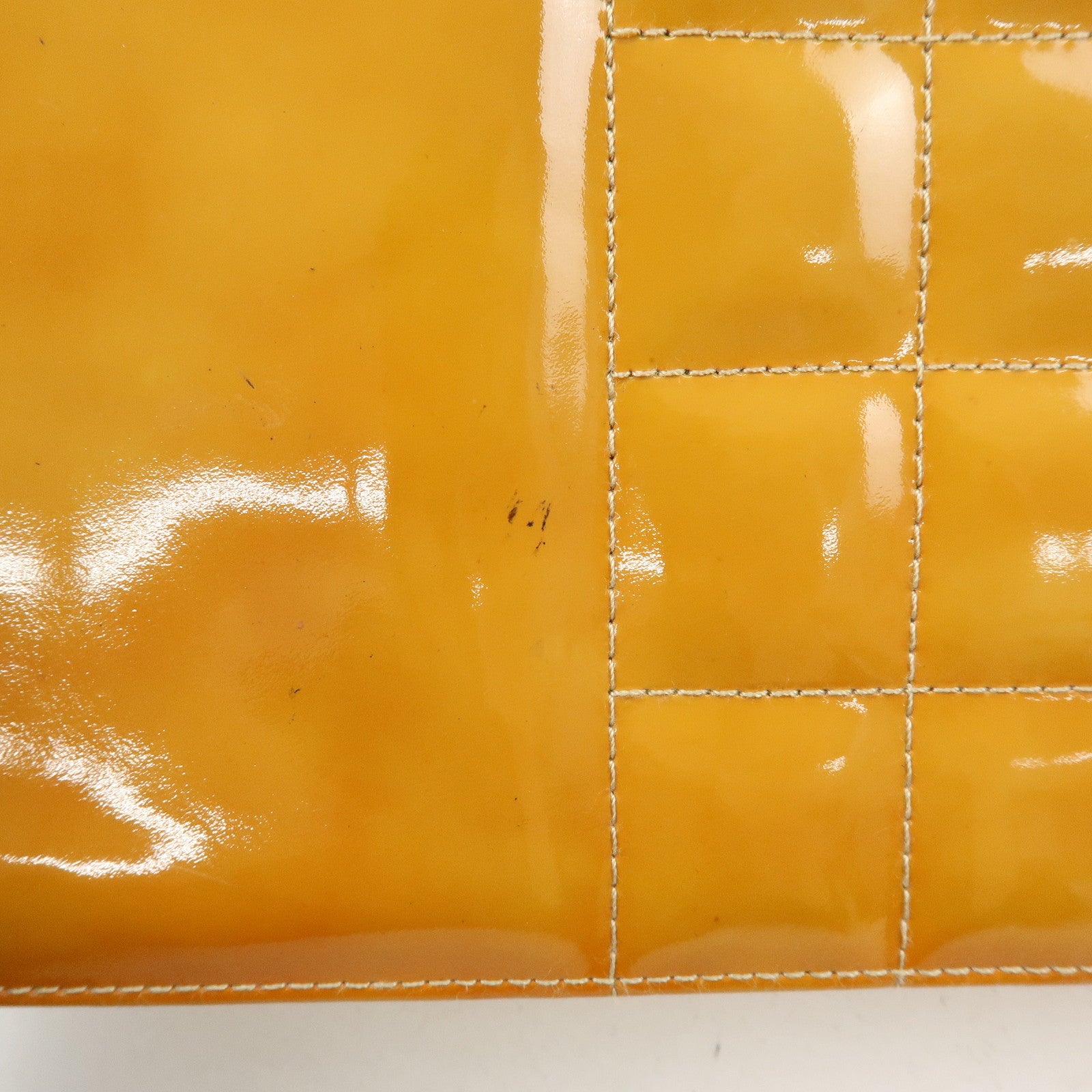 CHANEL Chocolate Bar Patent Leather Shoulder Bag Hand Bag Orange