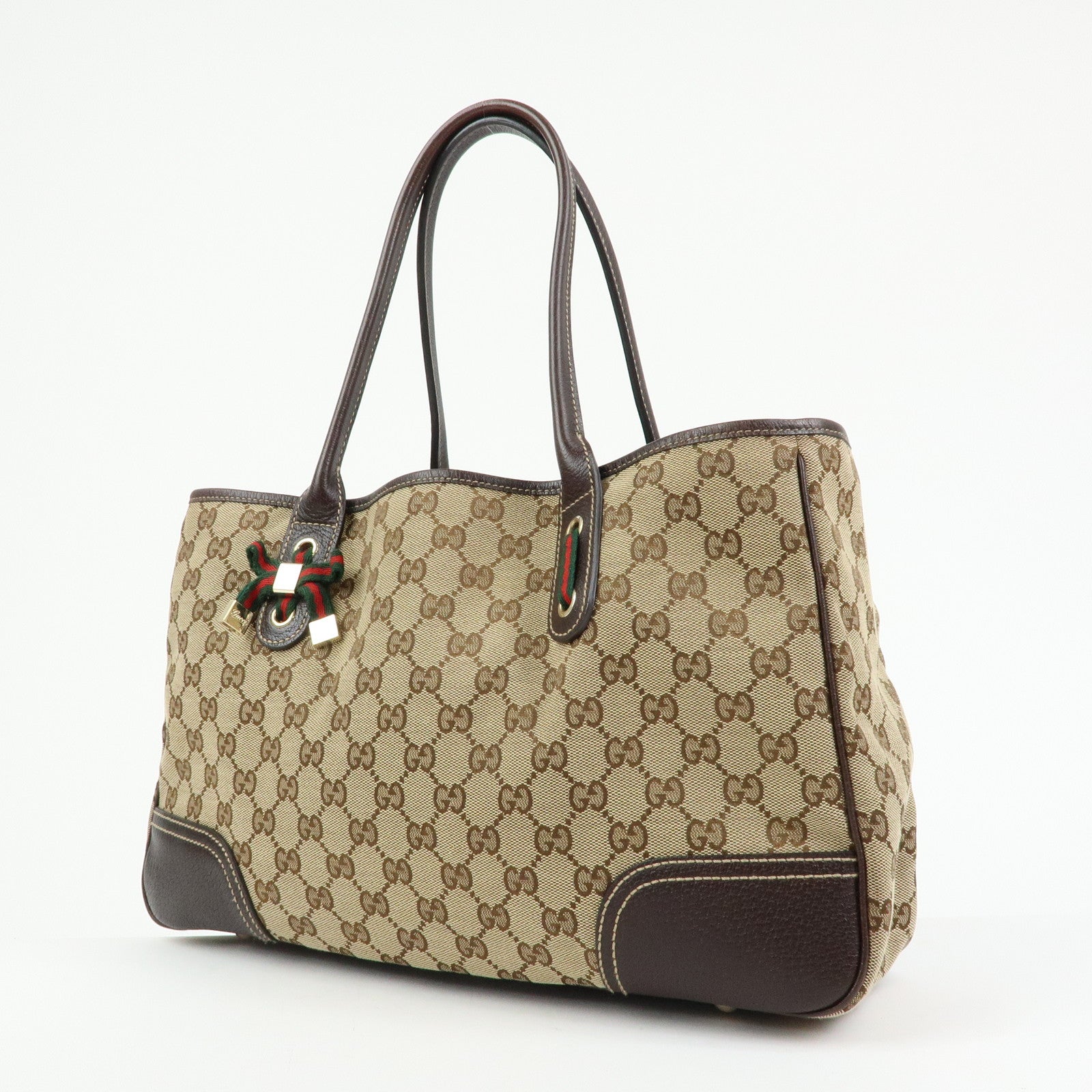 GUCCI Princy Sherry GG Canvas Leather Tote Bag Hand Bag 163805