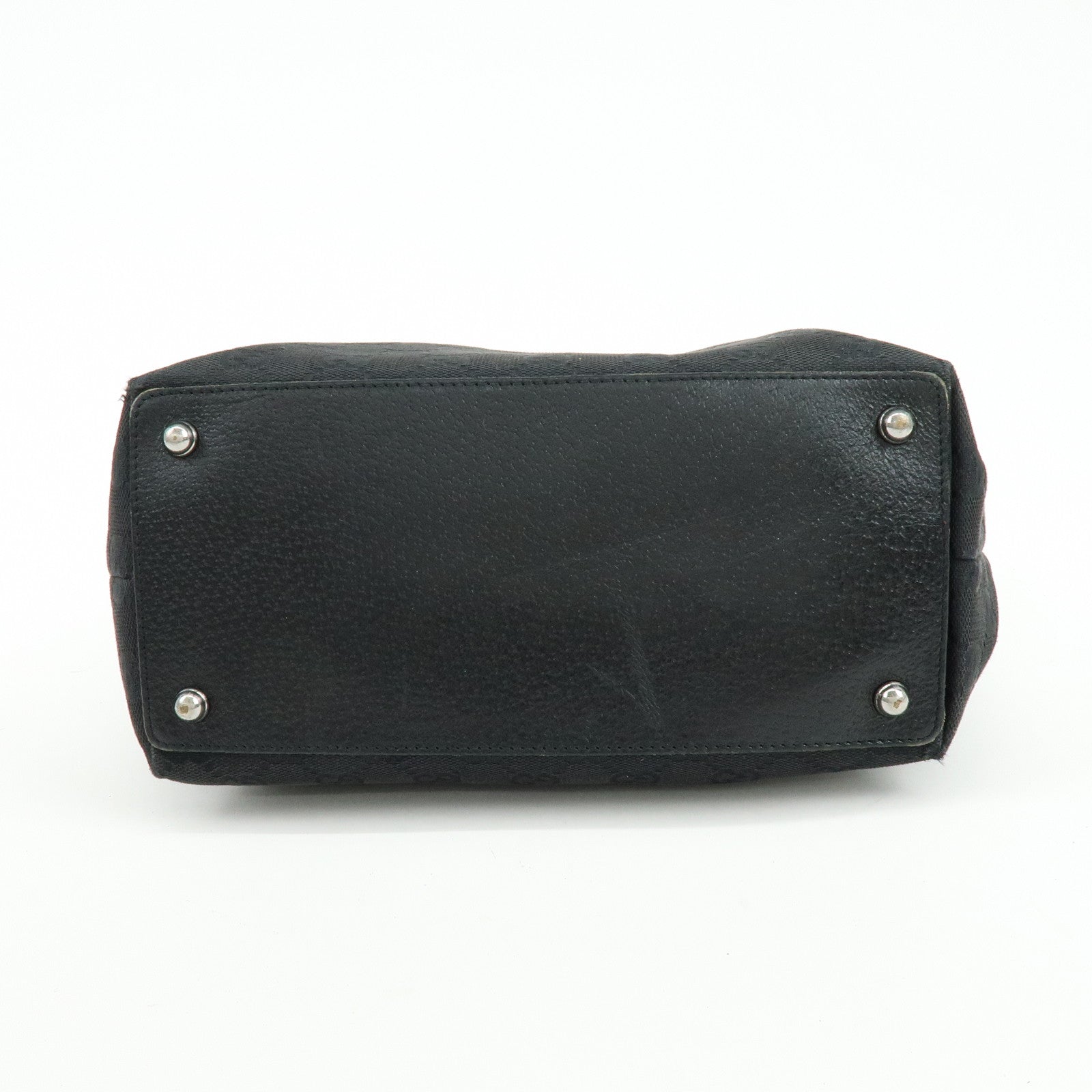 GUCCI GG Canvas Leather Tote Bag Shoulder Bag Black 120836