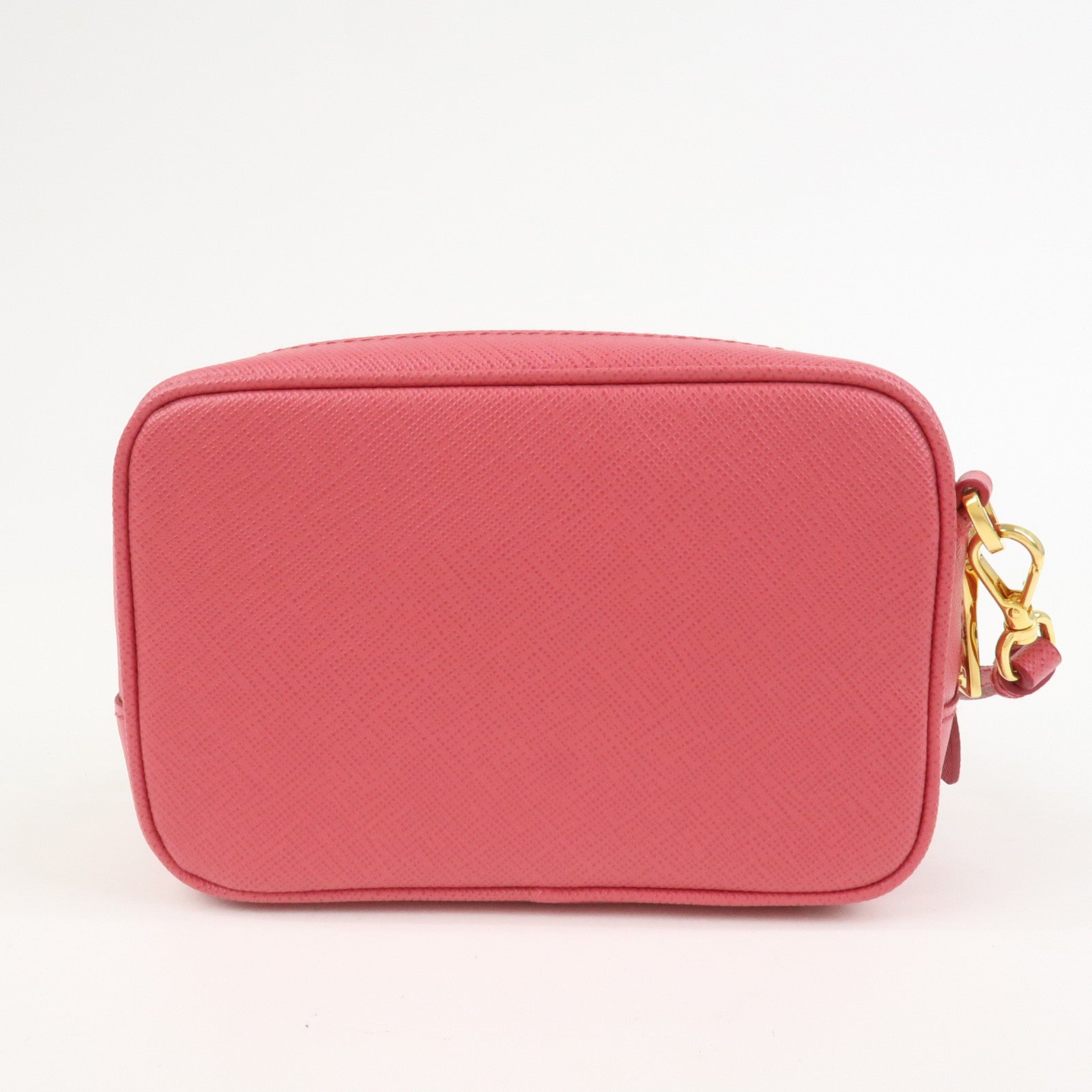 PRADA Saffiano Leather Ribbon Mini Camera Shoulder Bag Pink 1N1674