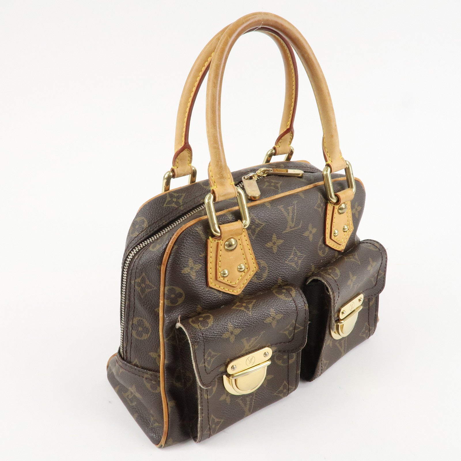 Louis Vuitton Monogram Manhattan PM Hand Bag Brown M40026 Used