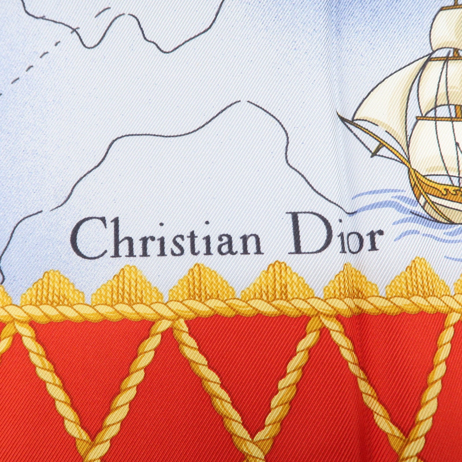 Christian Dior Silk 100% Scarf Blue Red