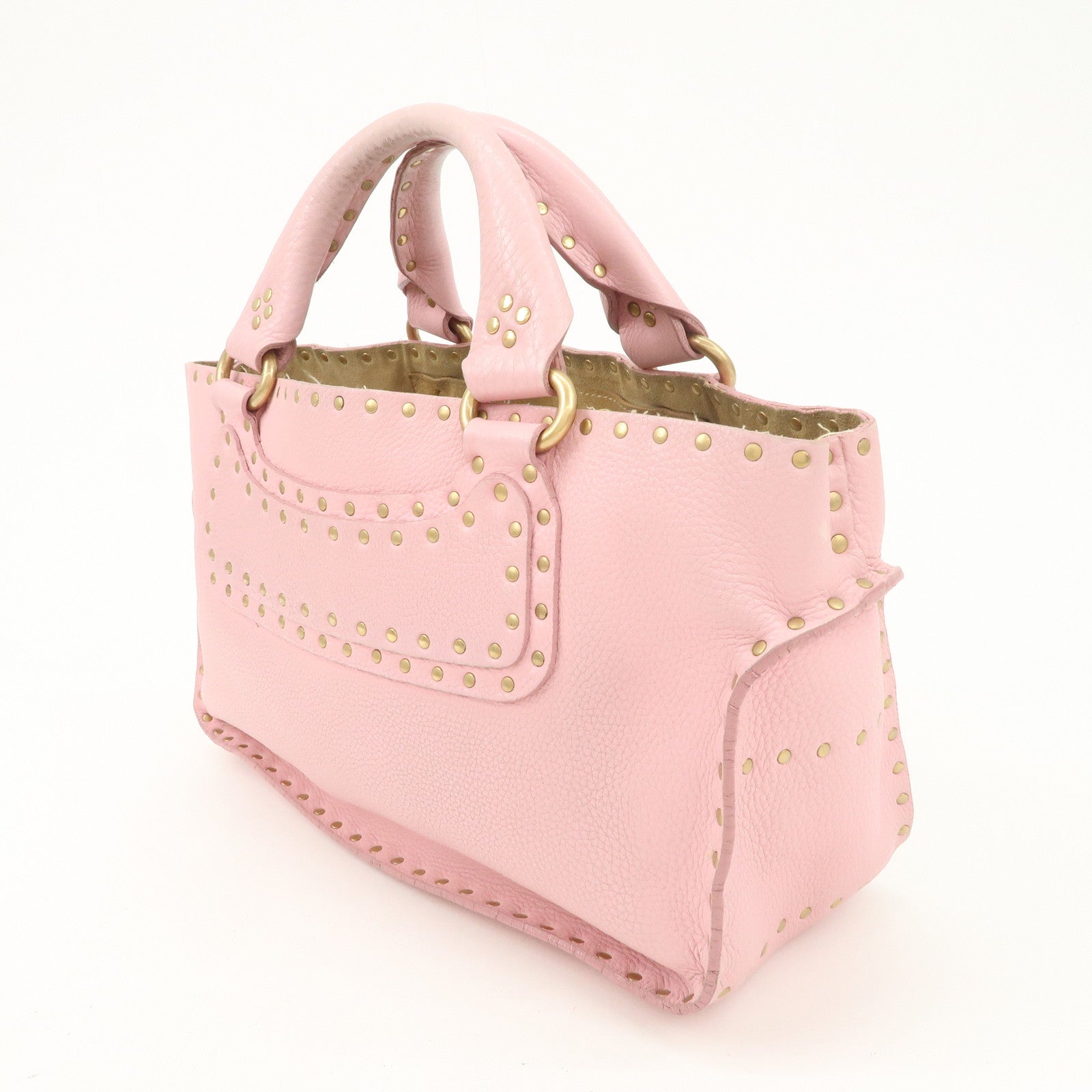 CELINE Leather Boogie Bag Hand Bag Tote Bag Pink