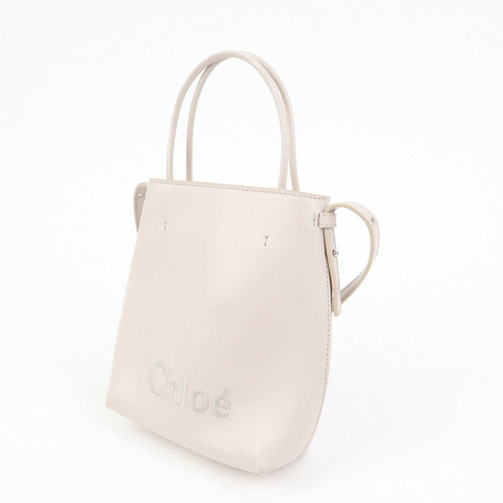Chloe Sense Micro Leather 2Way Bag Shoulder Bag Hand Bag Pink Beige