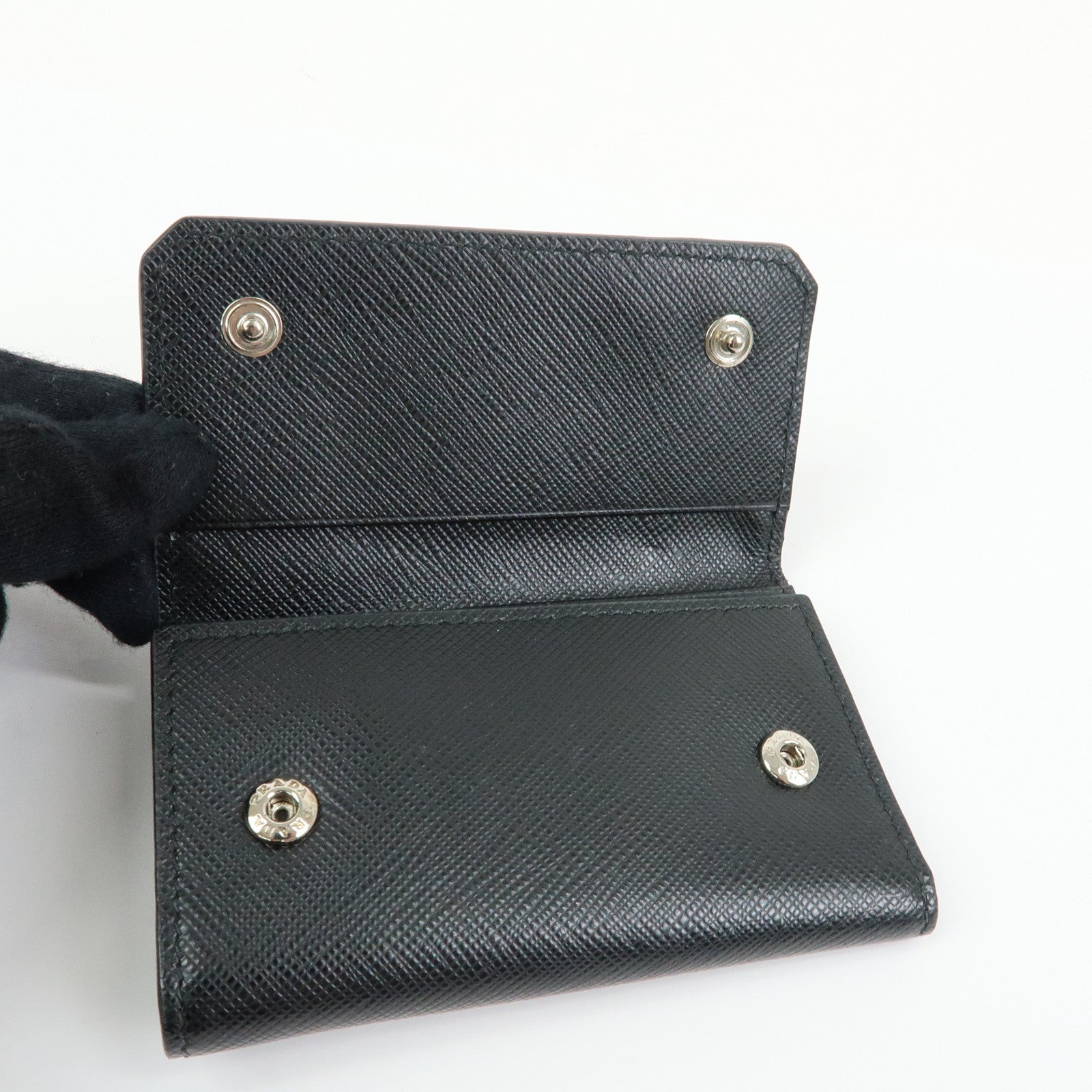 PRADA Saffiano Leather 6 Ring Key Case Key Holder Black 2PG222
