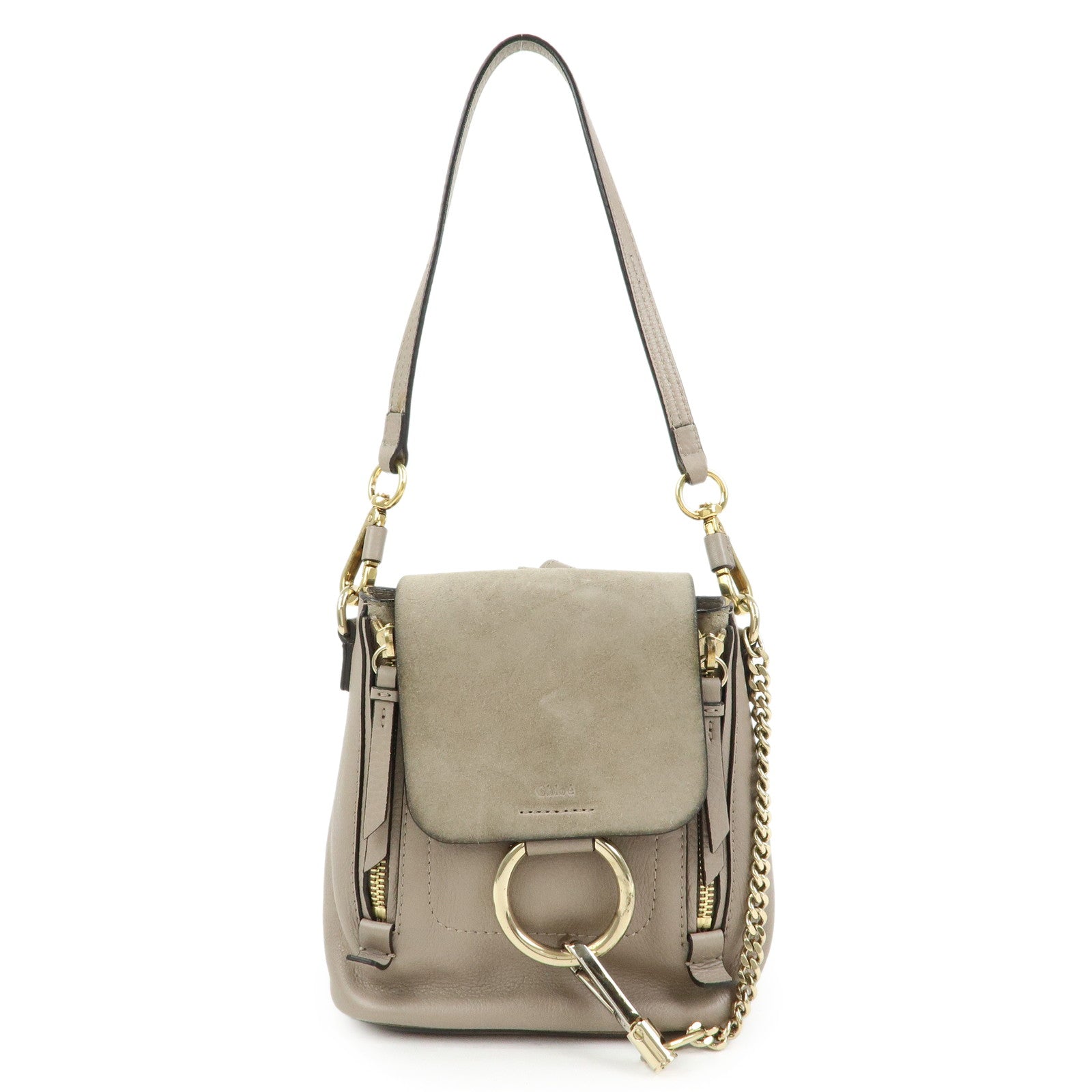 Chloe Faye Suede Leather 2Way Bag Shoulder Bag Backpack Gray