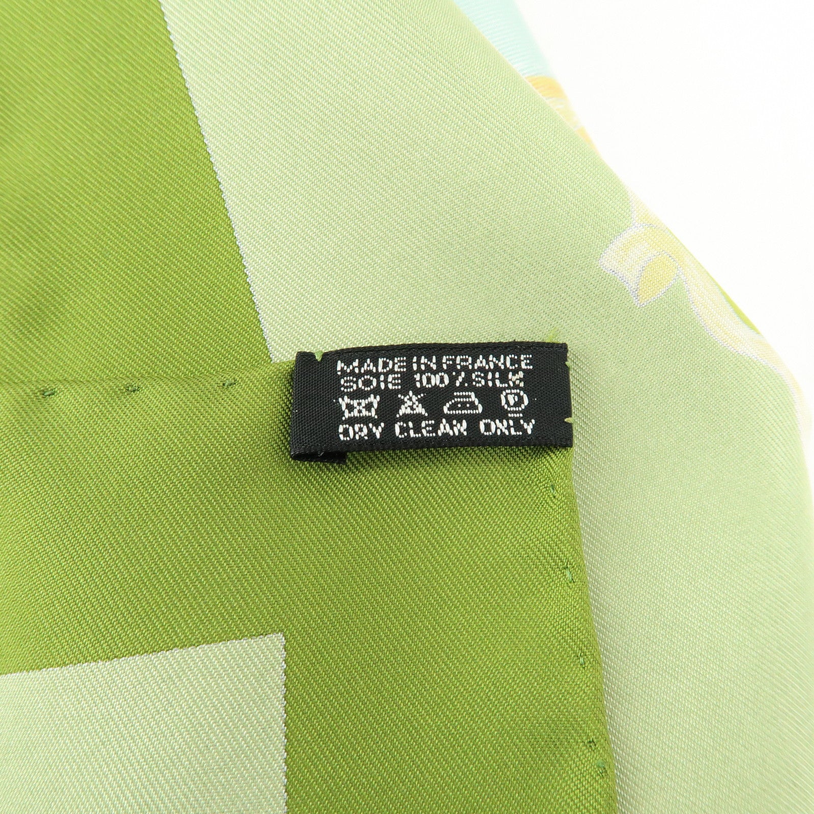 HERMES Carre90 Silk100% Scarf Mon Ami Pierrot Green Yellow Beige