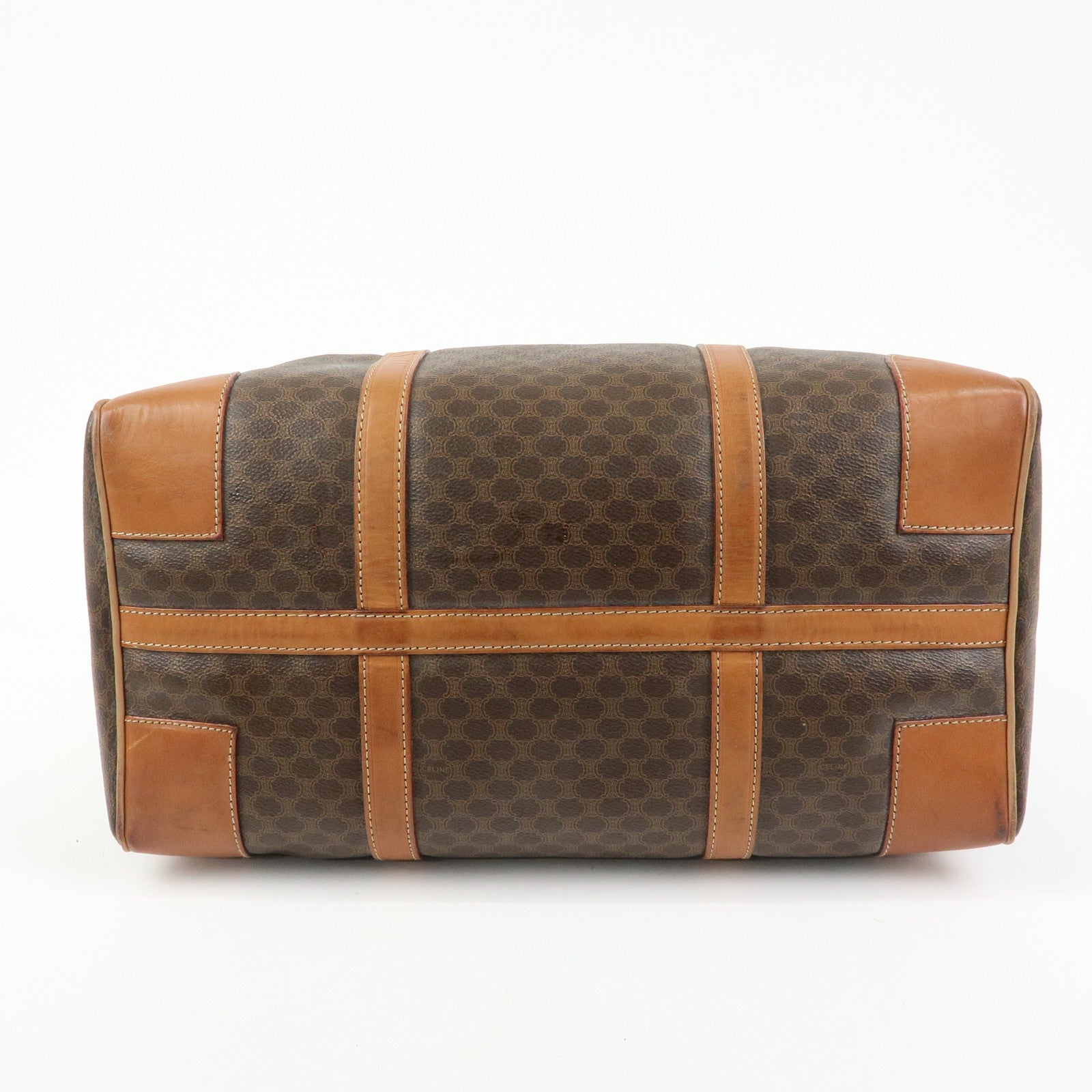 CELINE Macadam PVC Leather Boston Bag Hand Bag Brown