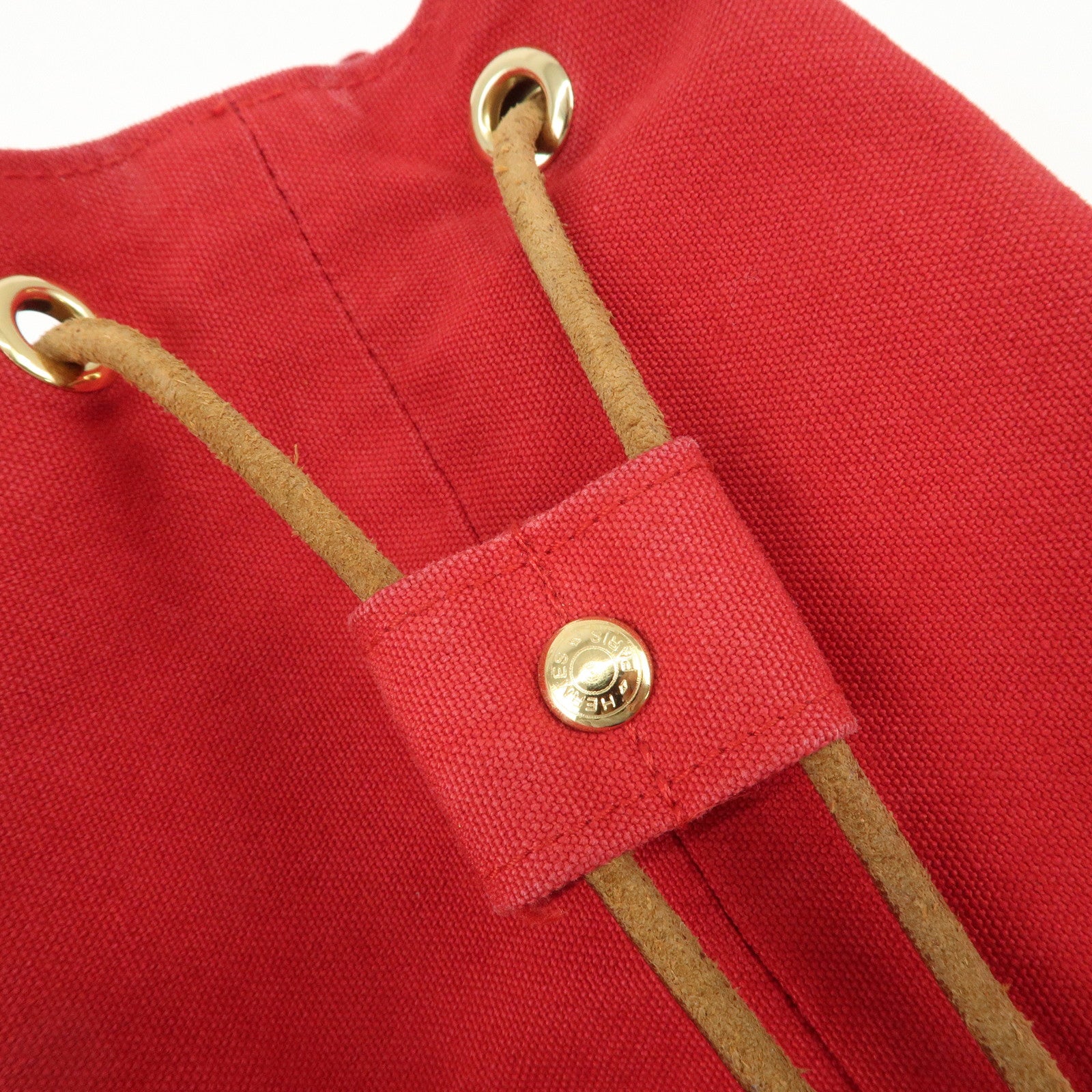 HERMES Porochon Mimil Canvas Leather PM Shoulder Bag Red