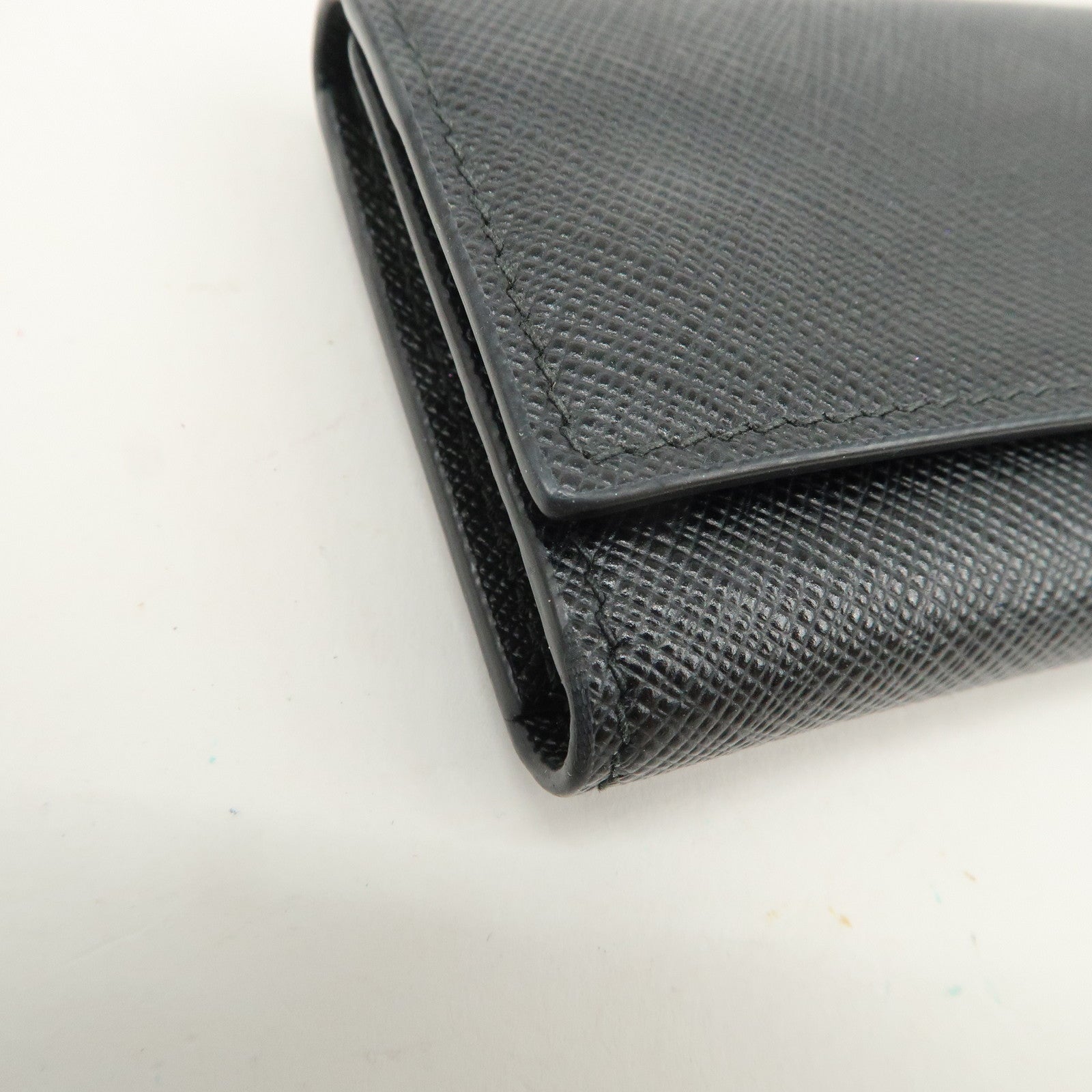 PRADA Logo Saffiano Leather 6 Rings Key Case Black 2PG222