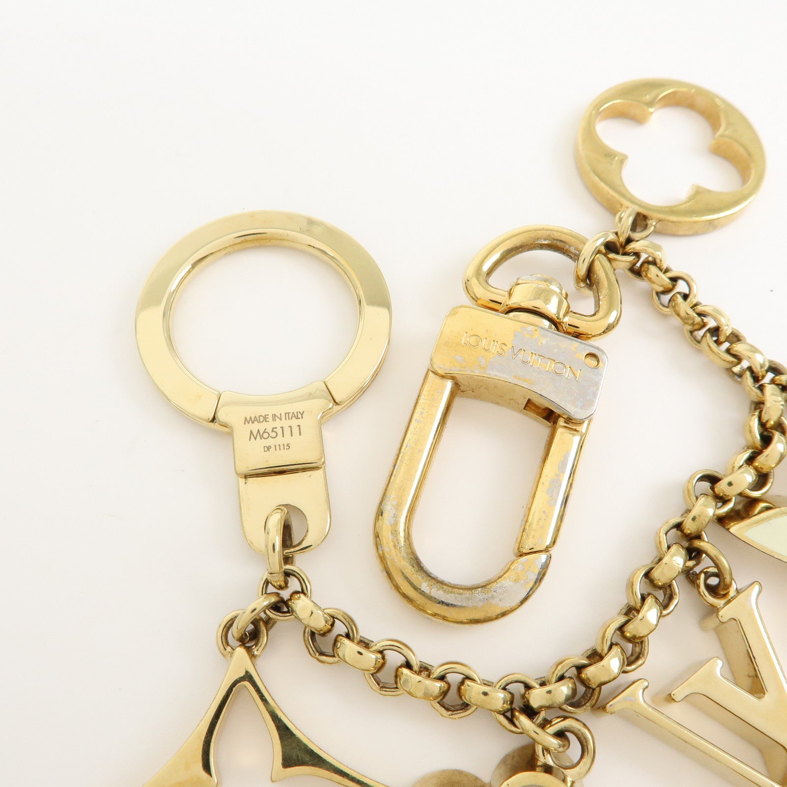 Louis Vuitton Fleur de Monogram Bag Charm Key Chain Gold M65111