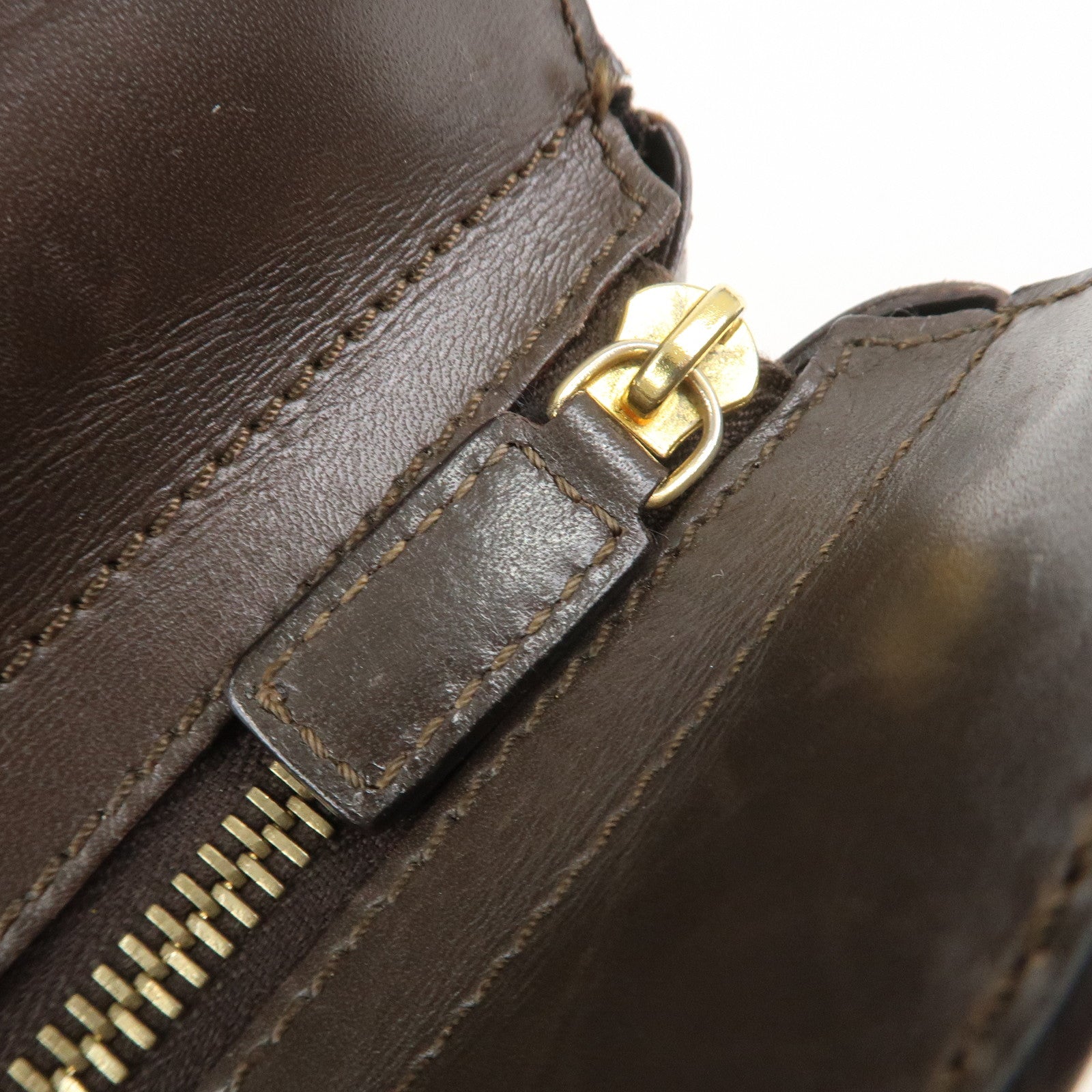 CELINE C Macadam Canvas Leather Hand Bag Brown