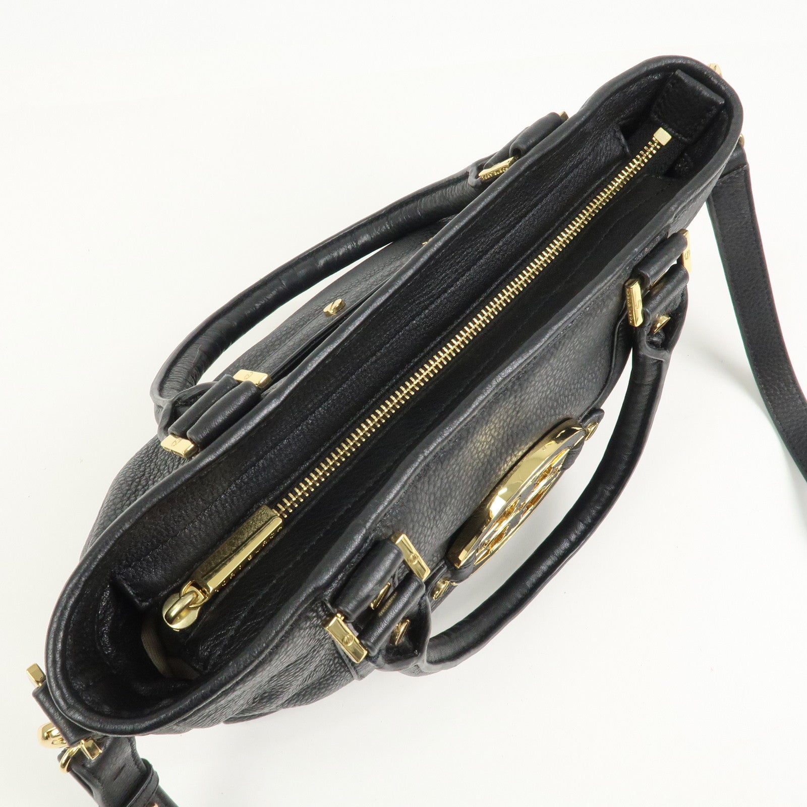 TORY BURCH Logo Leather 2way Hand Bag Black