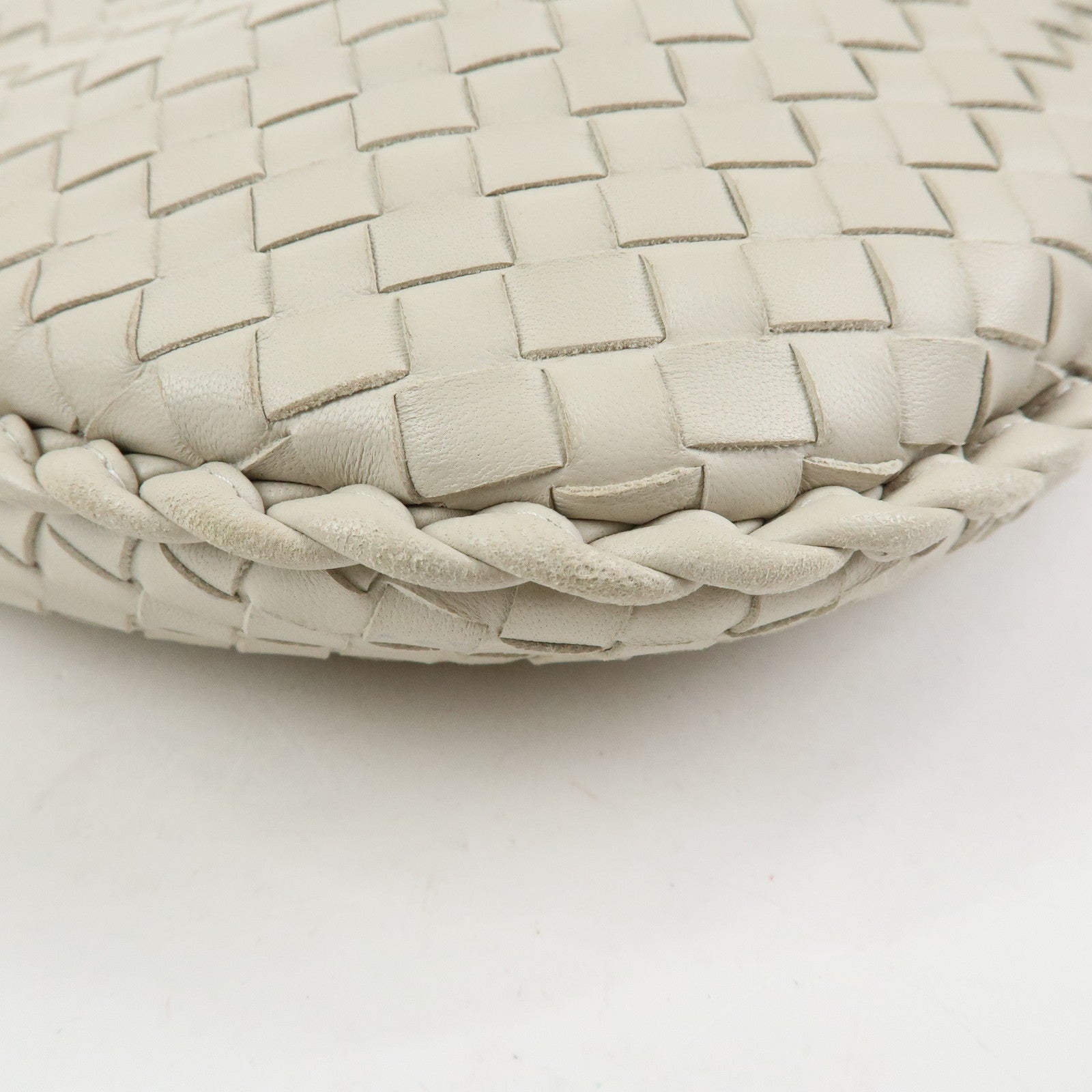 BOTTEGA VENETA Hobo Intrecciato Leather Shoulder Bag Ivory 232499