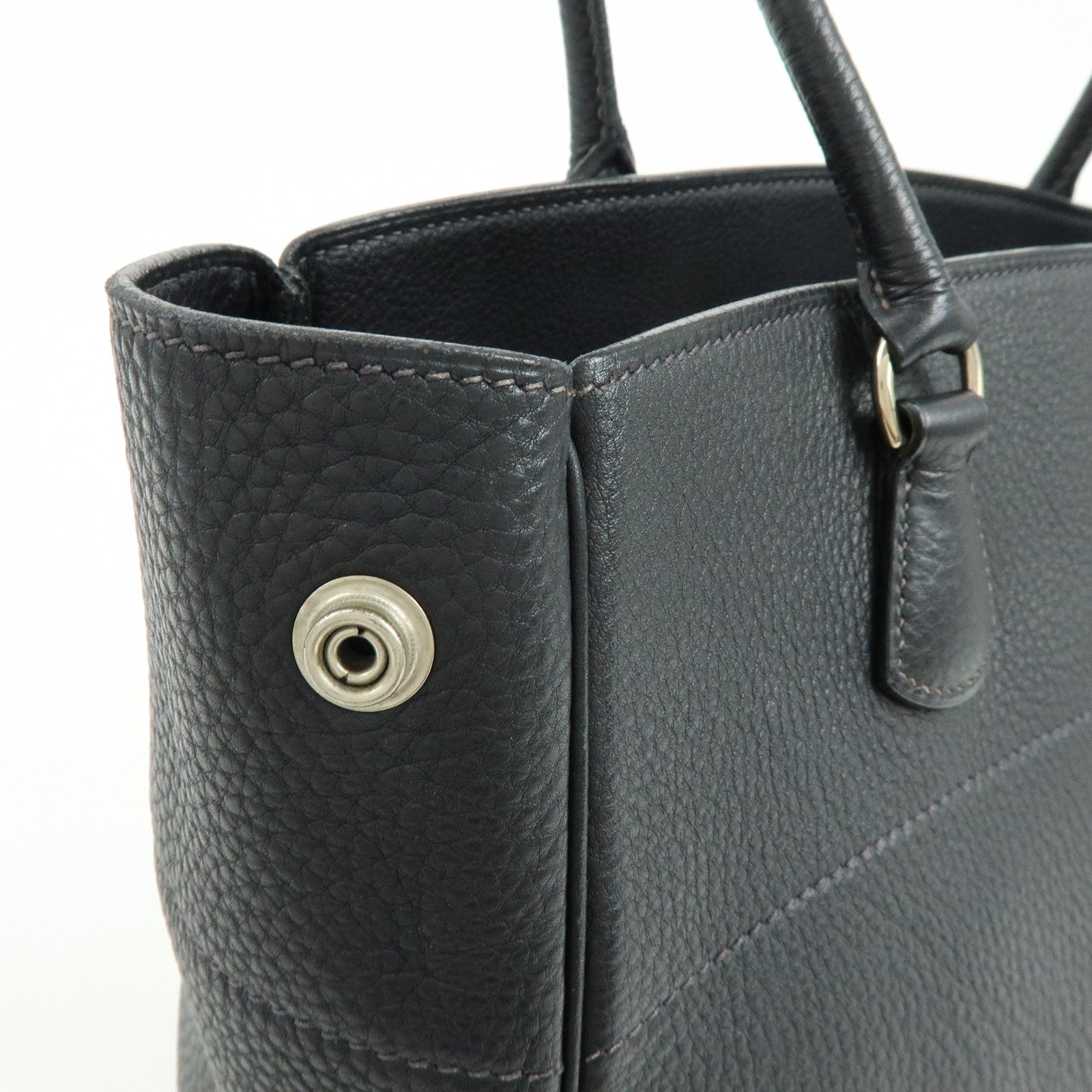 HERMES La Togo Leather Tote Bag Shoulder Bag Hand Bag Black