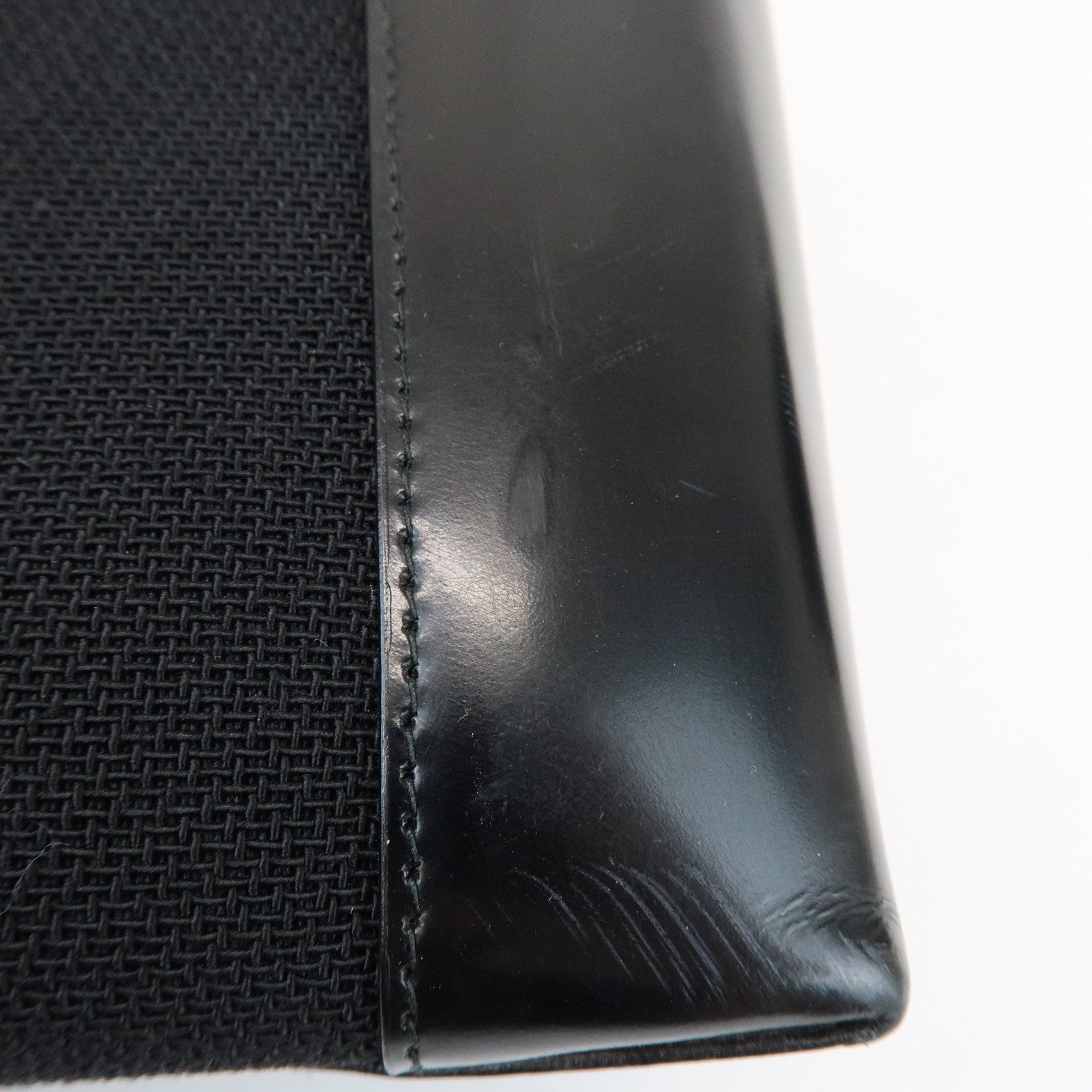 Christian Dior Lady Dior Canvas Patent Leather Hand Bag Black