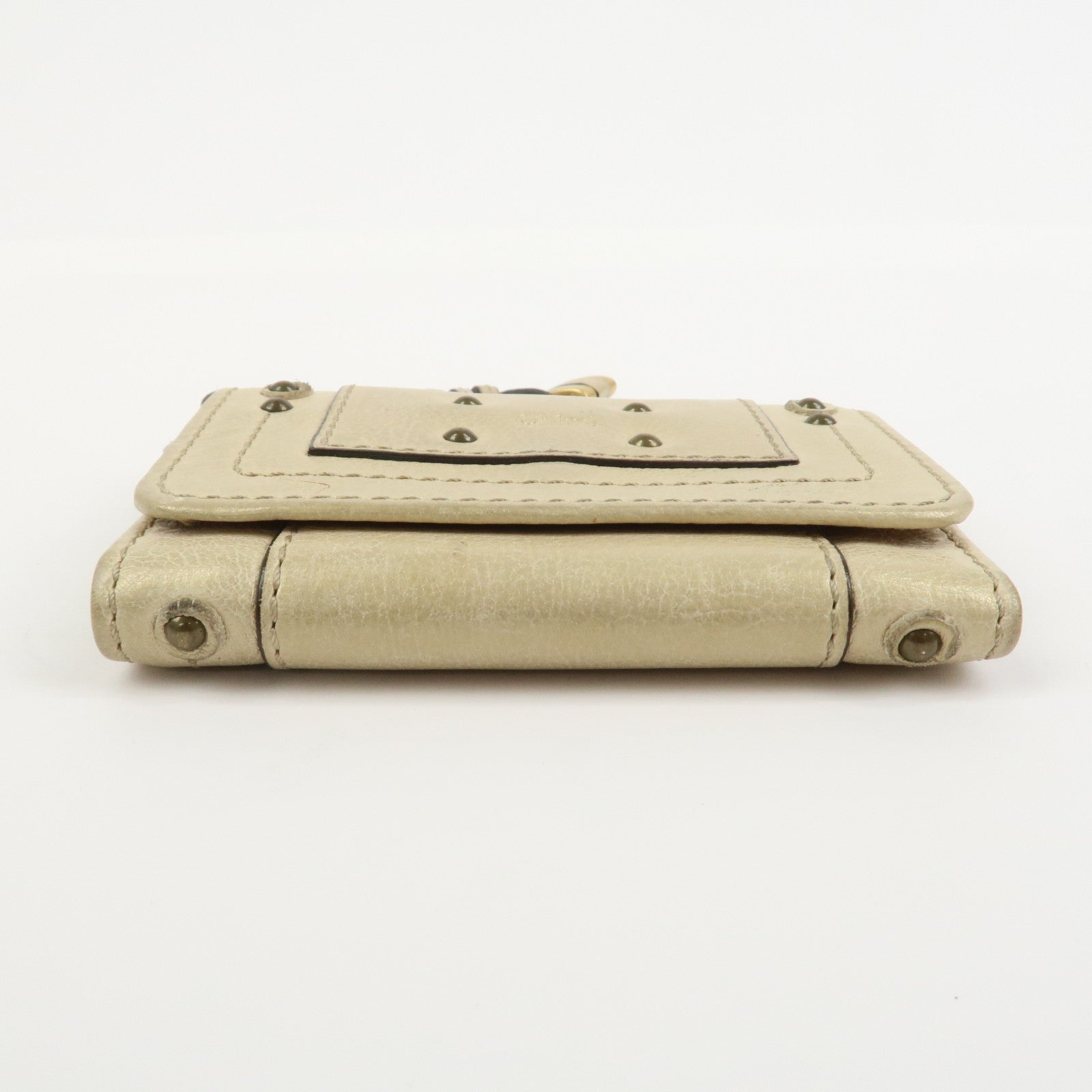 Chloe Padington Set of 2 Leather Long Wallet Key Case Gold Black