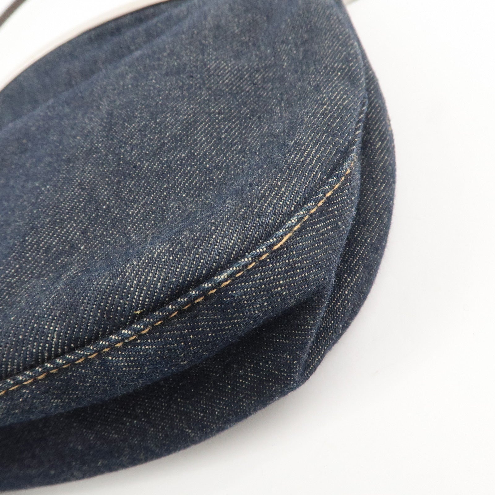 FENDI Denim Shoulder Bag Hand Bag Navy 26736