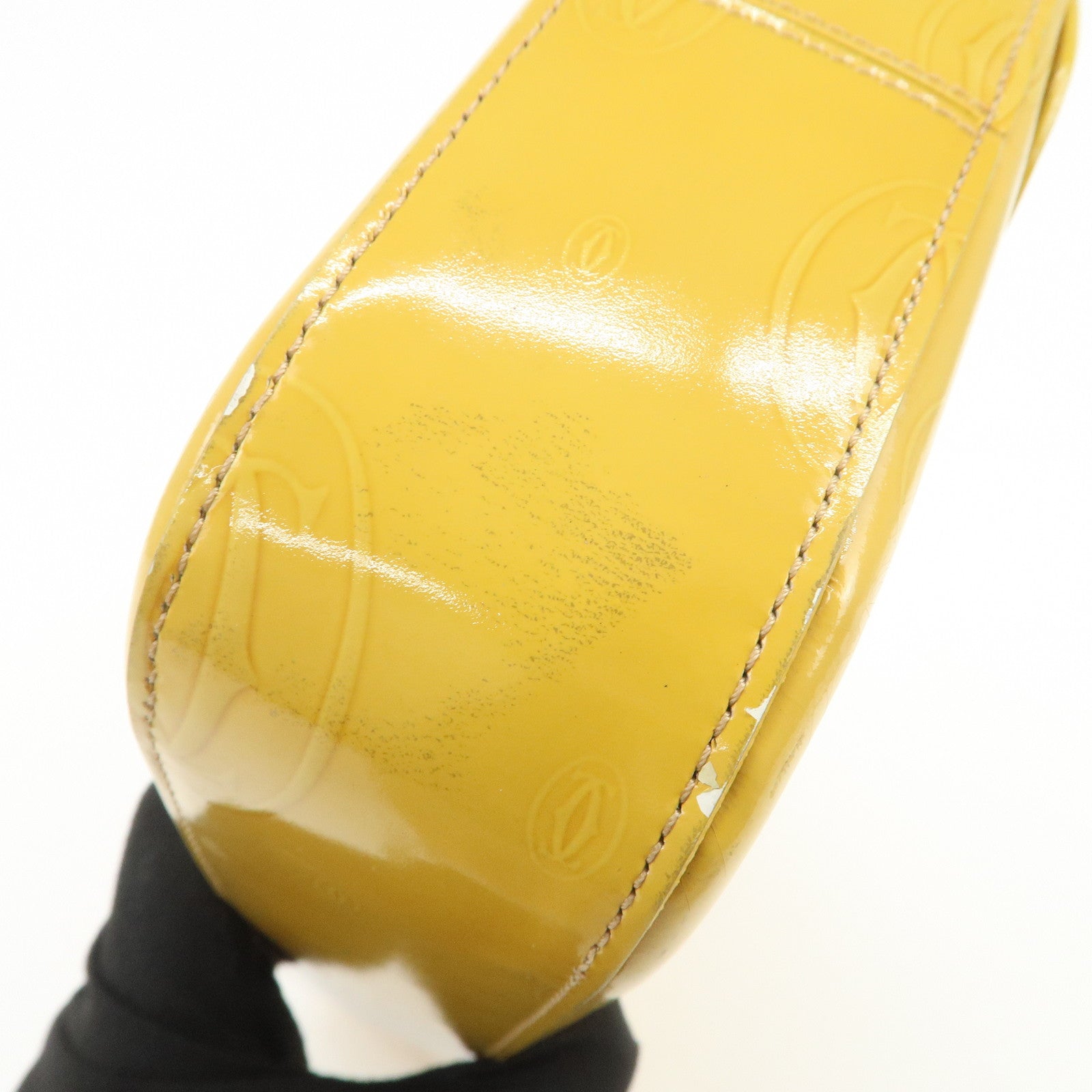 Cartier Happy Birthday Patent Leather Shoulder Bag Hand Bag Yellow
