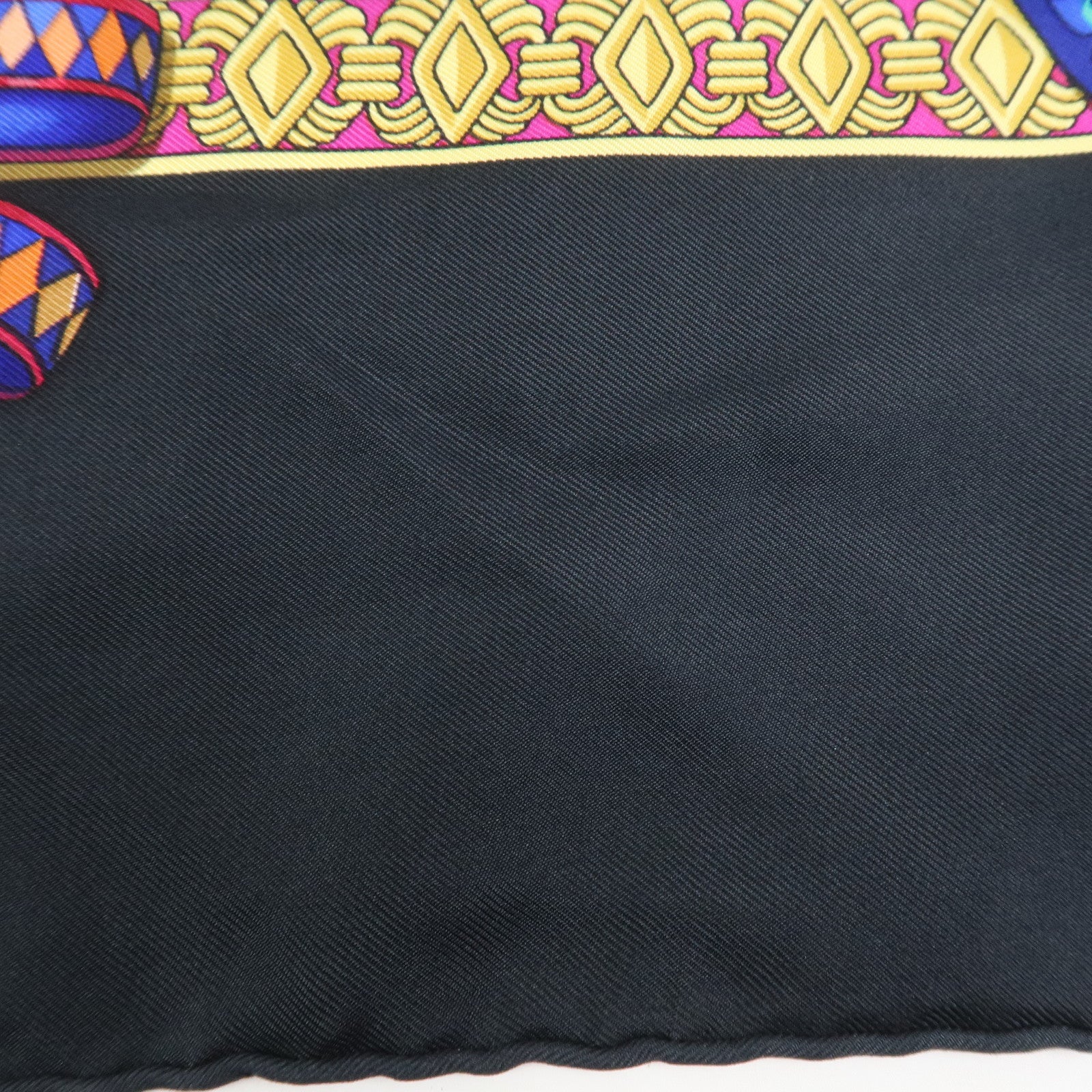 Hermes Carre 90 Silk 100% Scarf LES RUBANS DU CHEVAL Black