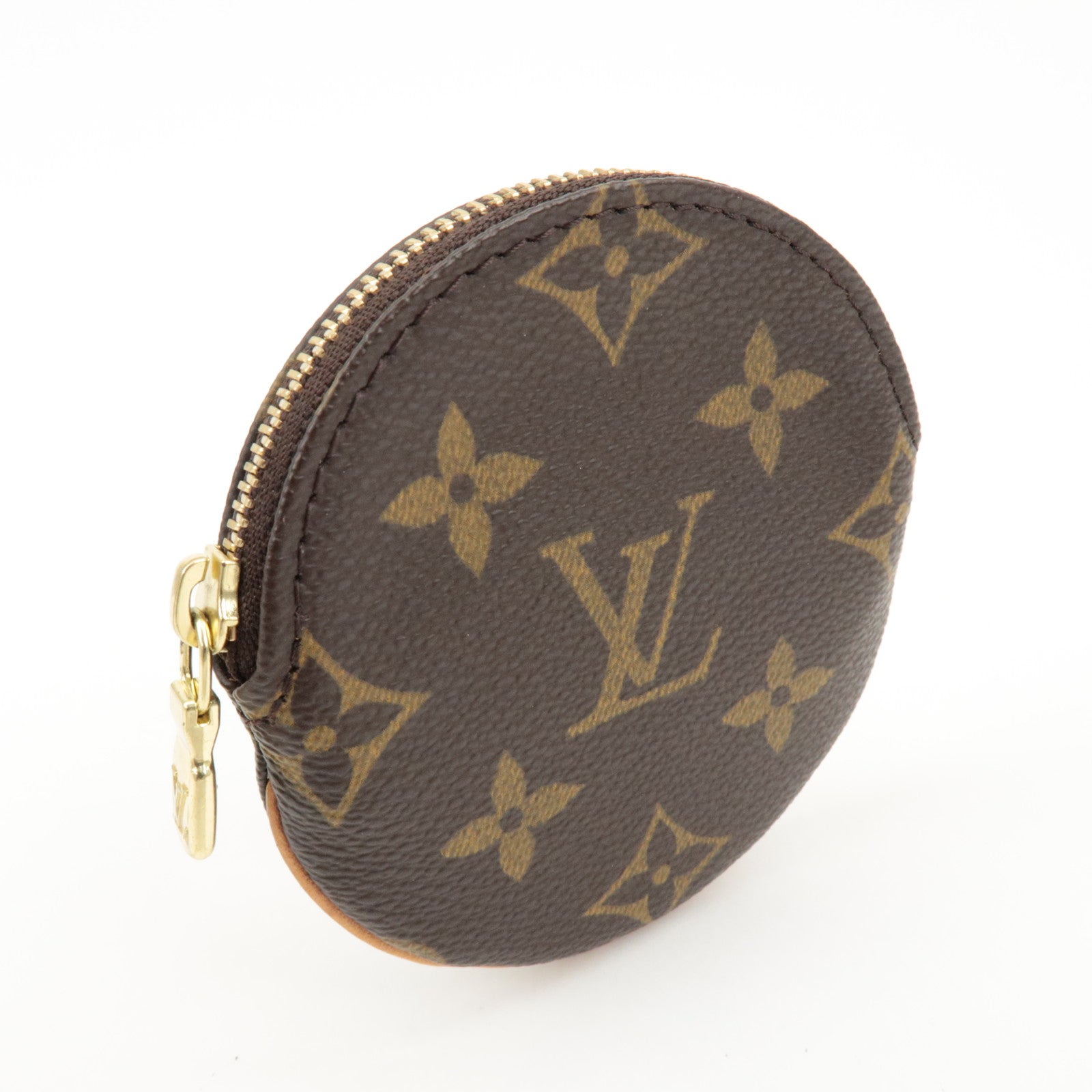 Louis Vuitton Monogram Porte Monnaie Rond Coin Case Brown M61926 Used