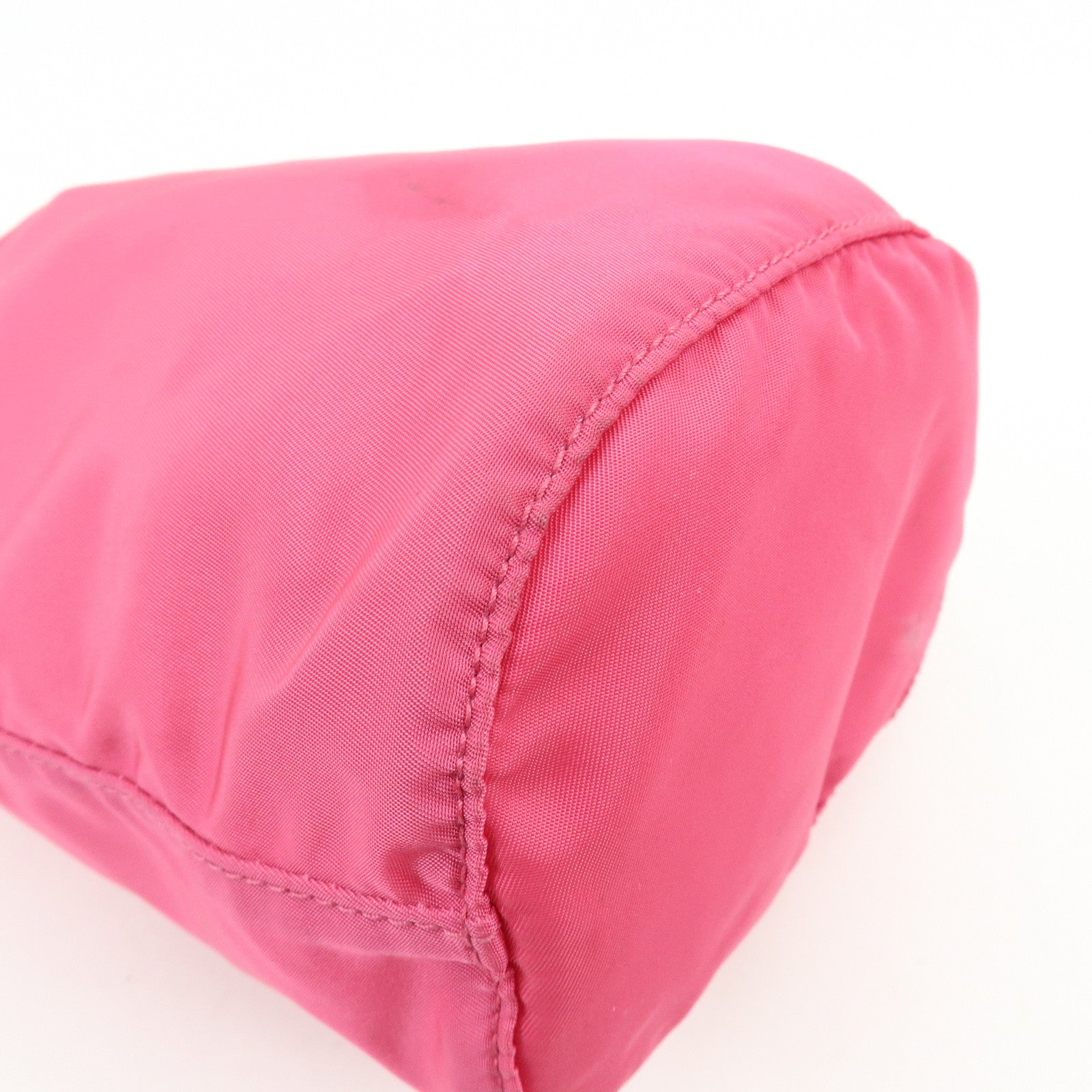 PRADA Triangle Logo Nylon Leather Drawstring Pouch Pink 1N0369
