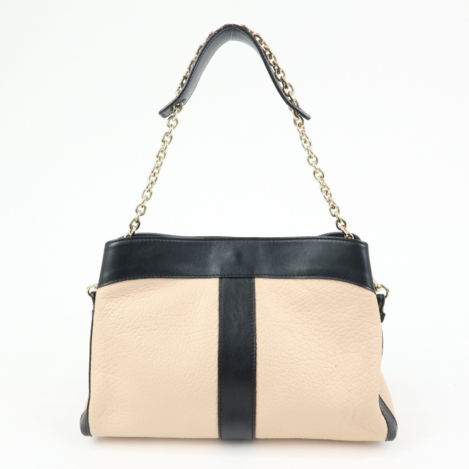 Chloe See By Chloe Leather 2Way Bag Shoulder Bag PInk Beige Black