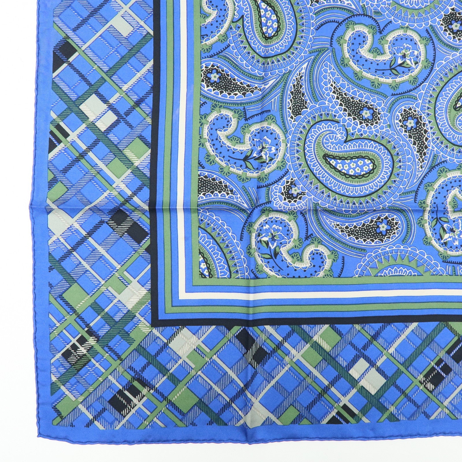 Christian Dior Silk 100% Scarf Paisley Blue Green