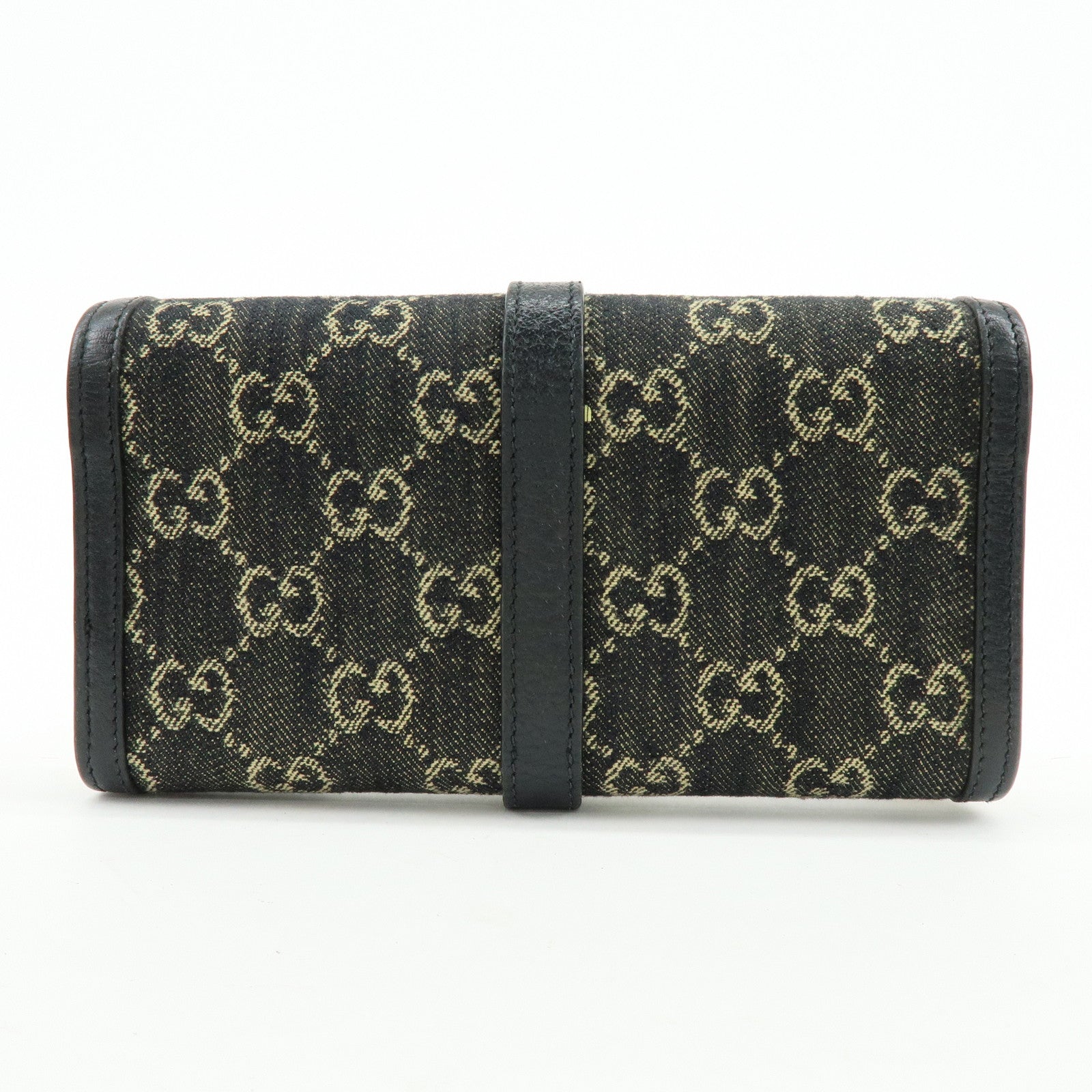 GUCCI Jackie 1961 GG Denim Calf Leather Chain Wallet 652681.0416